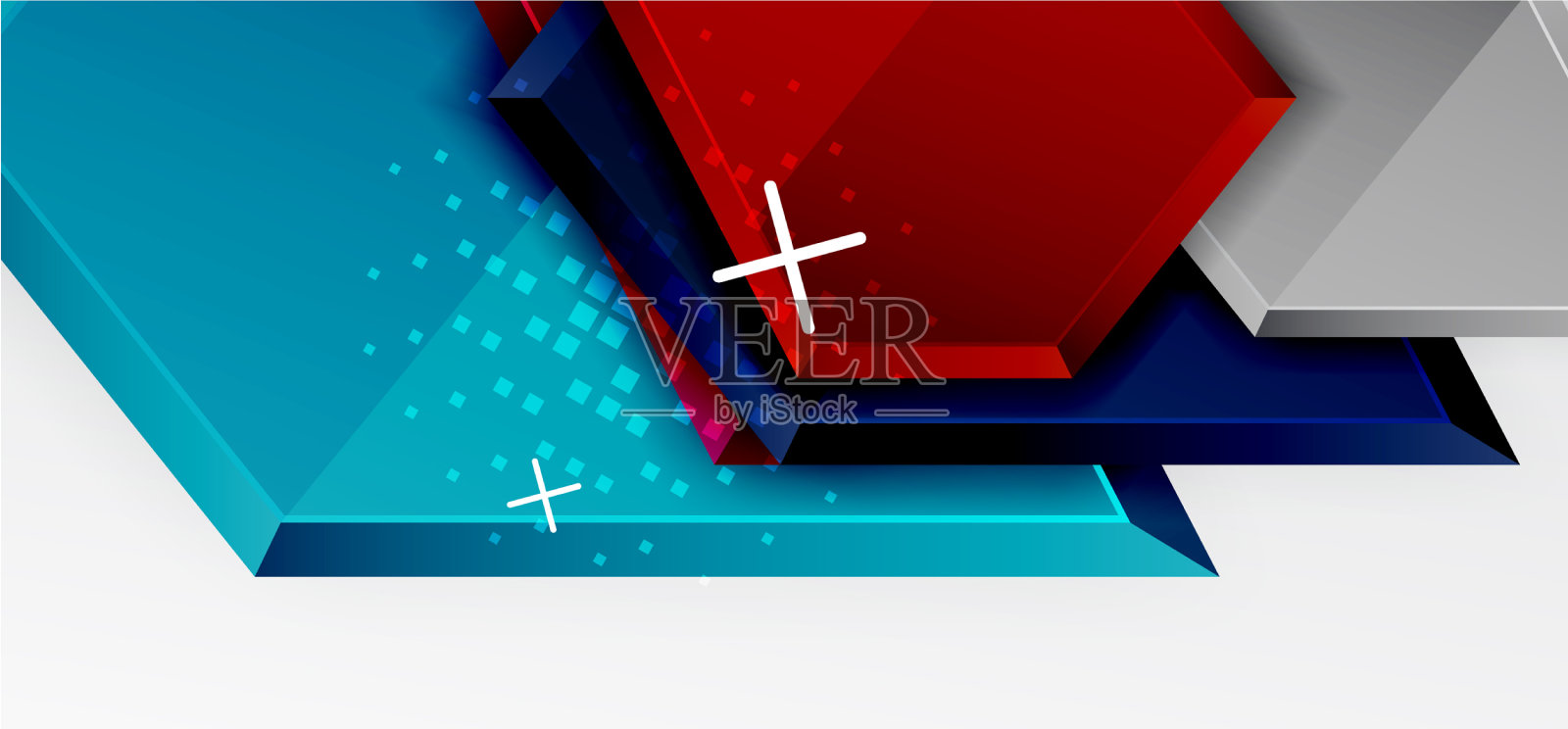 金属光泽闪亮的几何形状与3d效果插画图片素材