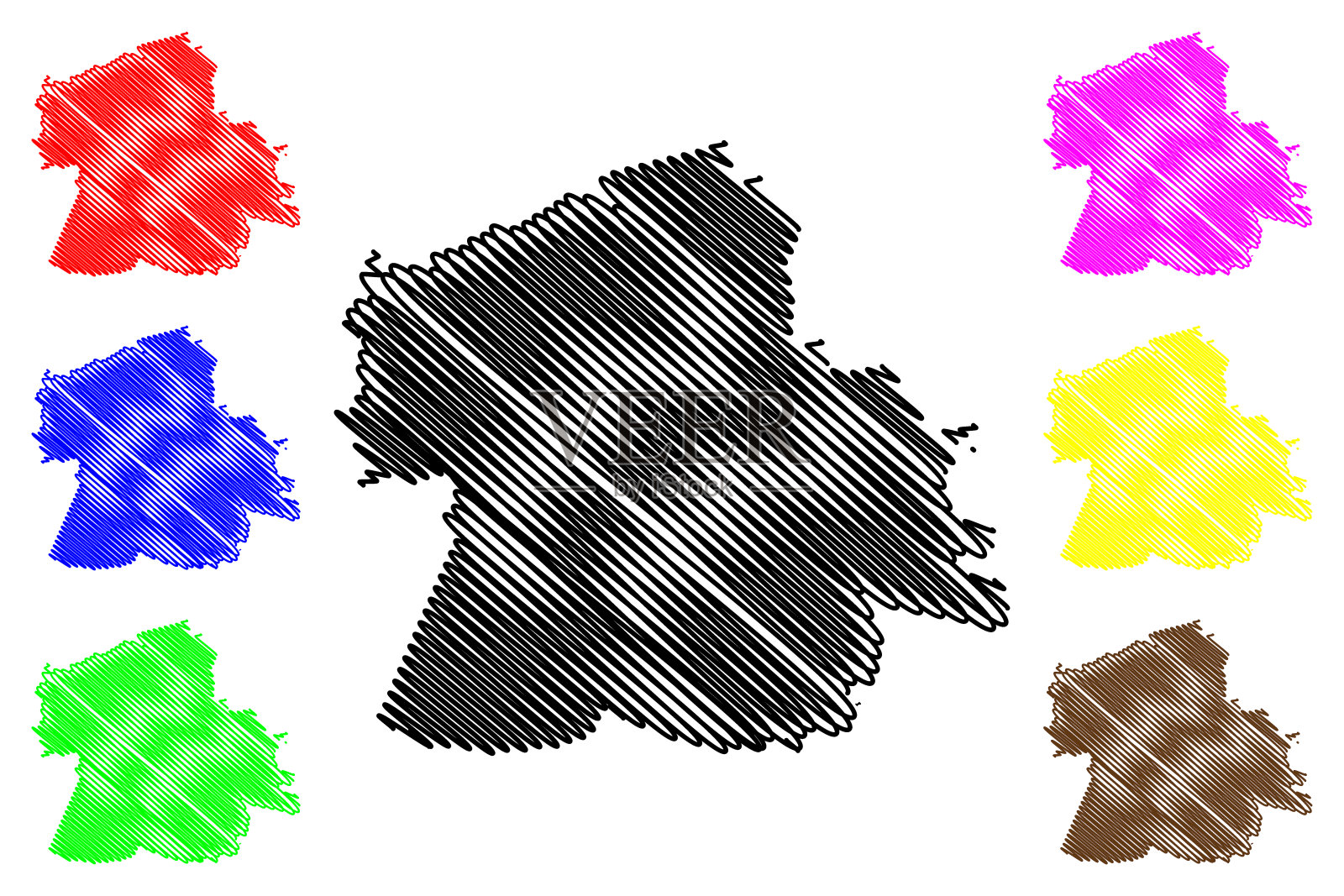 Tychy城(波兰共和国，西里西亚Voivodeship)地图矢量插图，潦草草图Tychy城地图插画图片素材