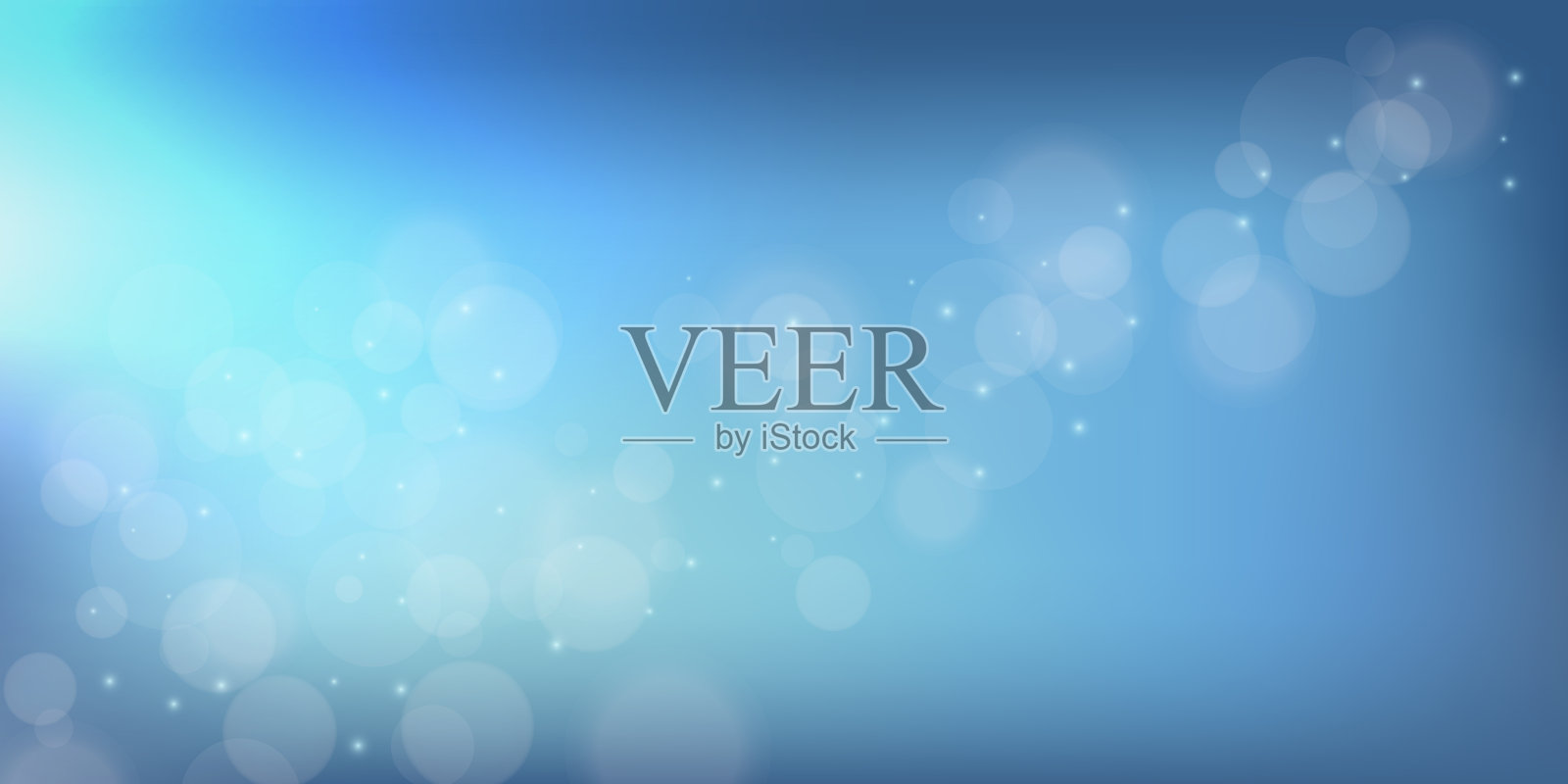 散景风格的抽象圆模糊辉光火花灯在深蓝色网格梯度背景插画图片素材