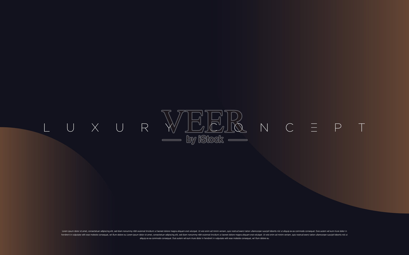 黑色高级背景设置与豪华暗金色几何元素。插画图片素材