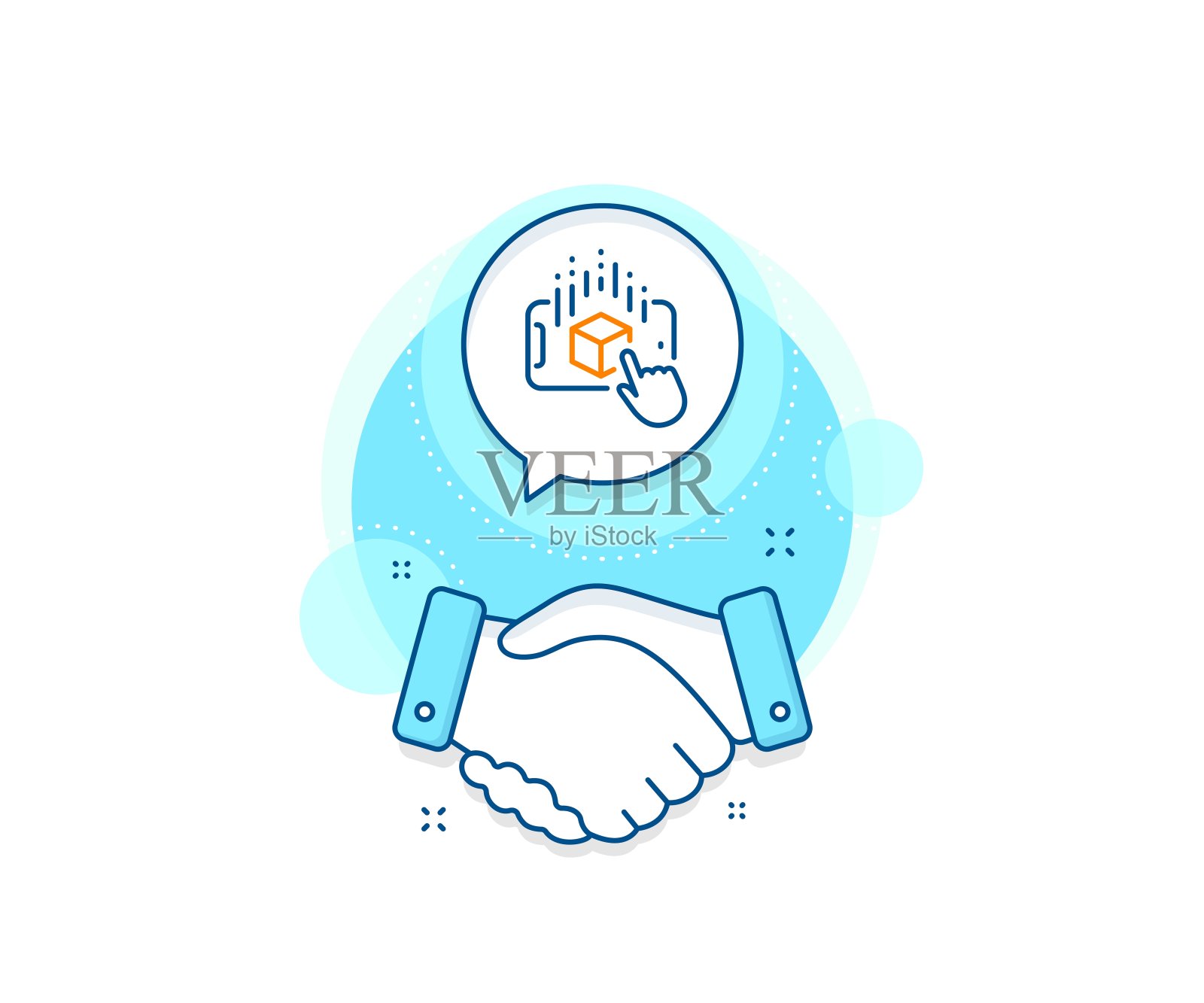 增强现实电话线路图标。虚拟现实模拟信号。三维立方体。向量插画图片素材