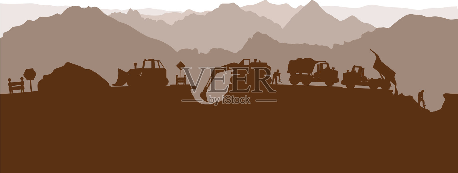 施工过程的轮廓插画图片素材