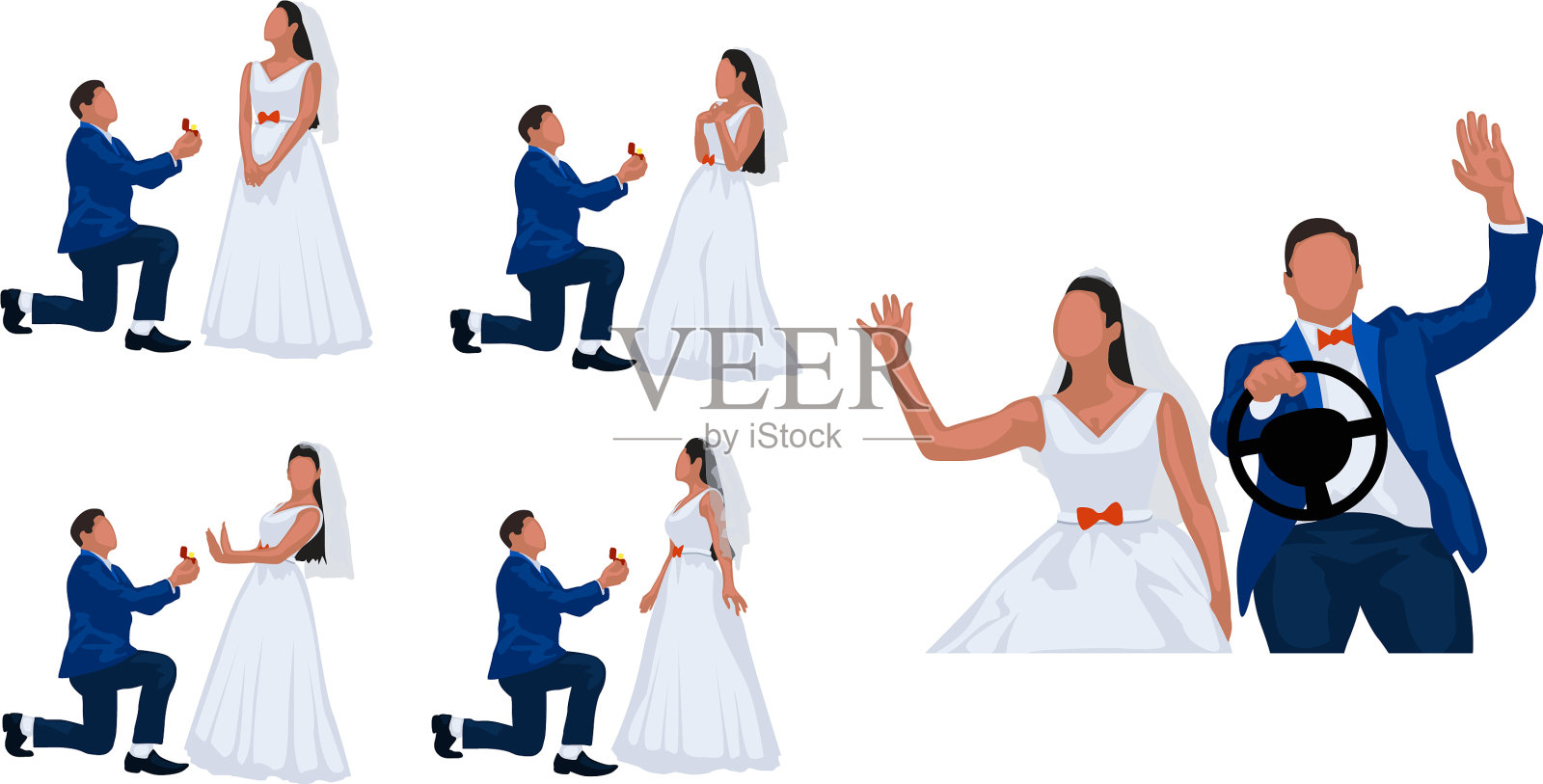 新婚夫妇套装4套插画图片素材