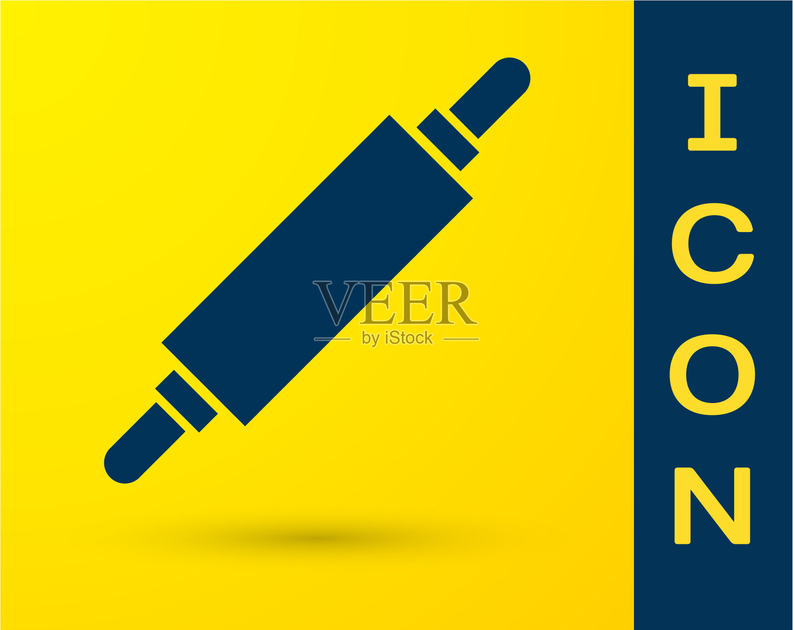 蓝色滚动针图标隔离在黄色插画图片素材