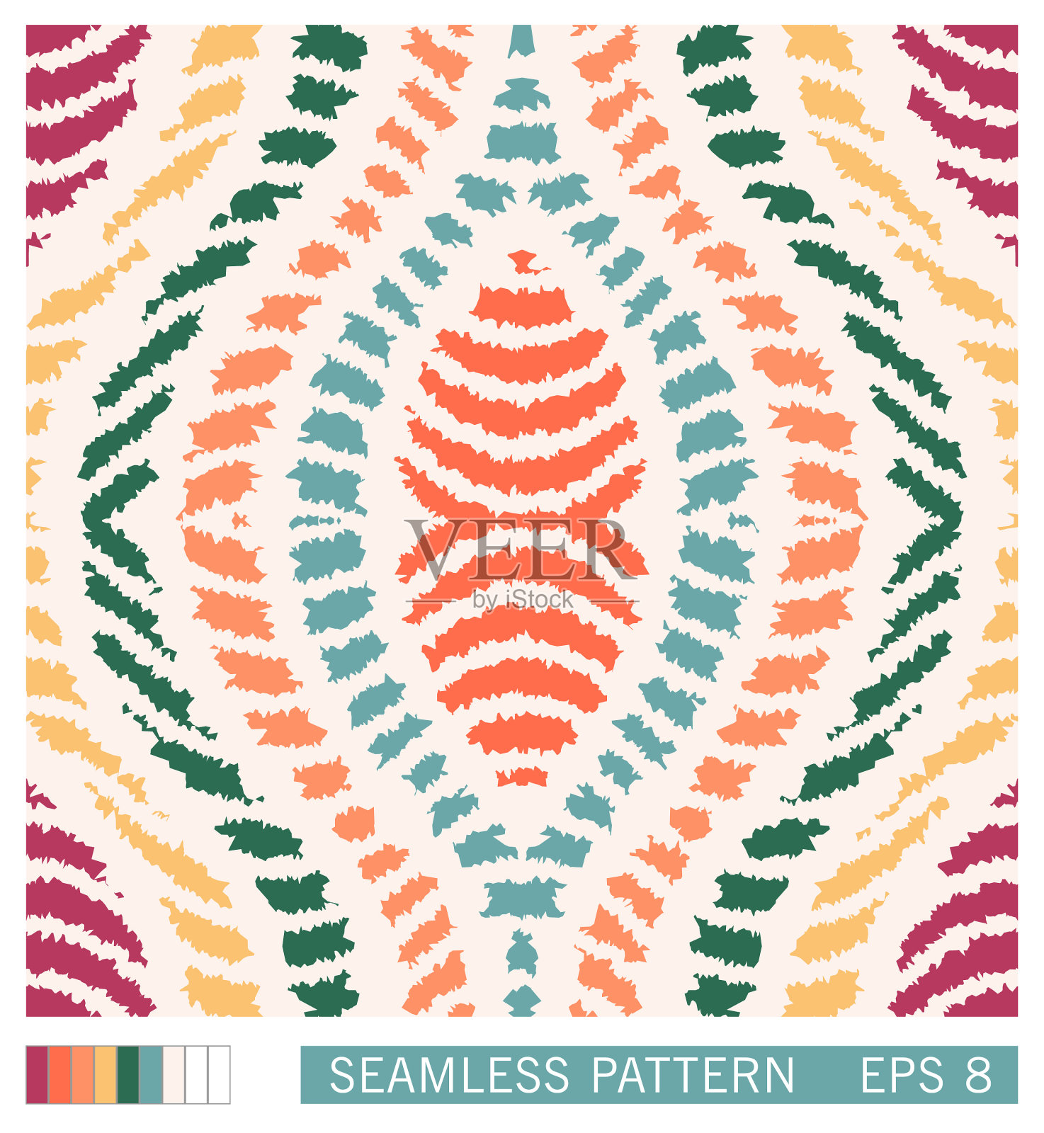 无缝图案与波浪垃圾装饰生动插画图片素材