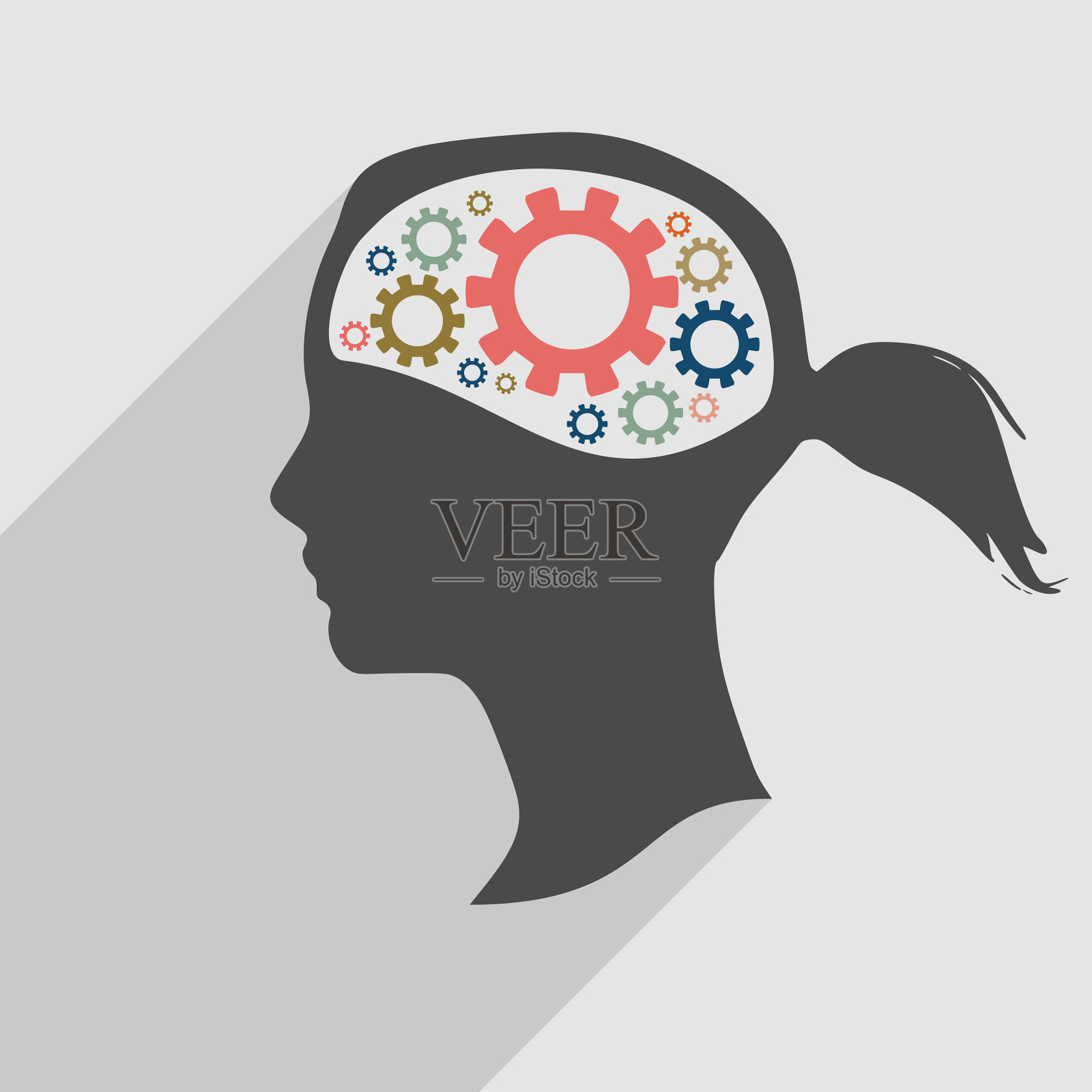 女人头部轮廓插画图片素材