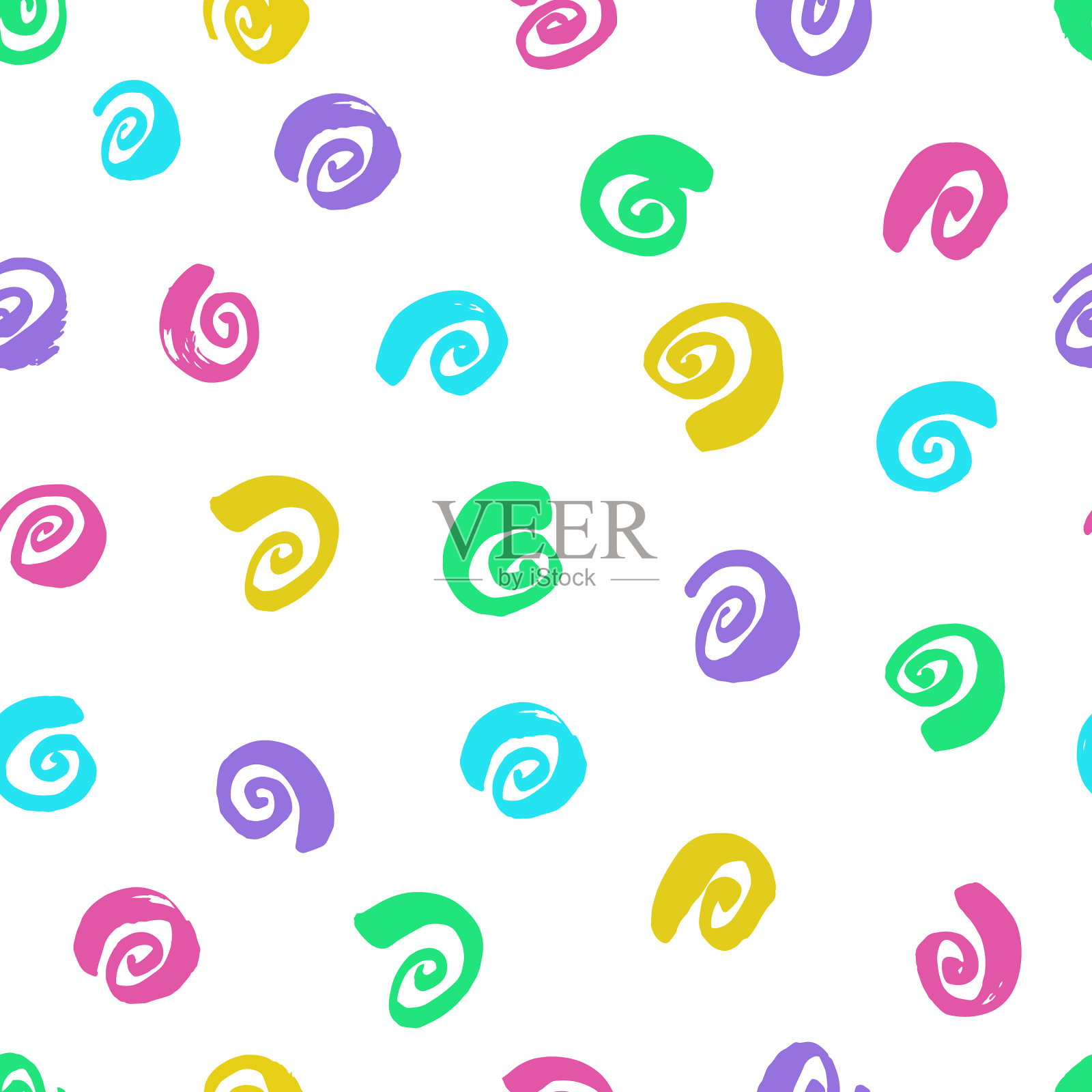 墨卷多色画无缝图案插画图片素材