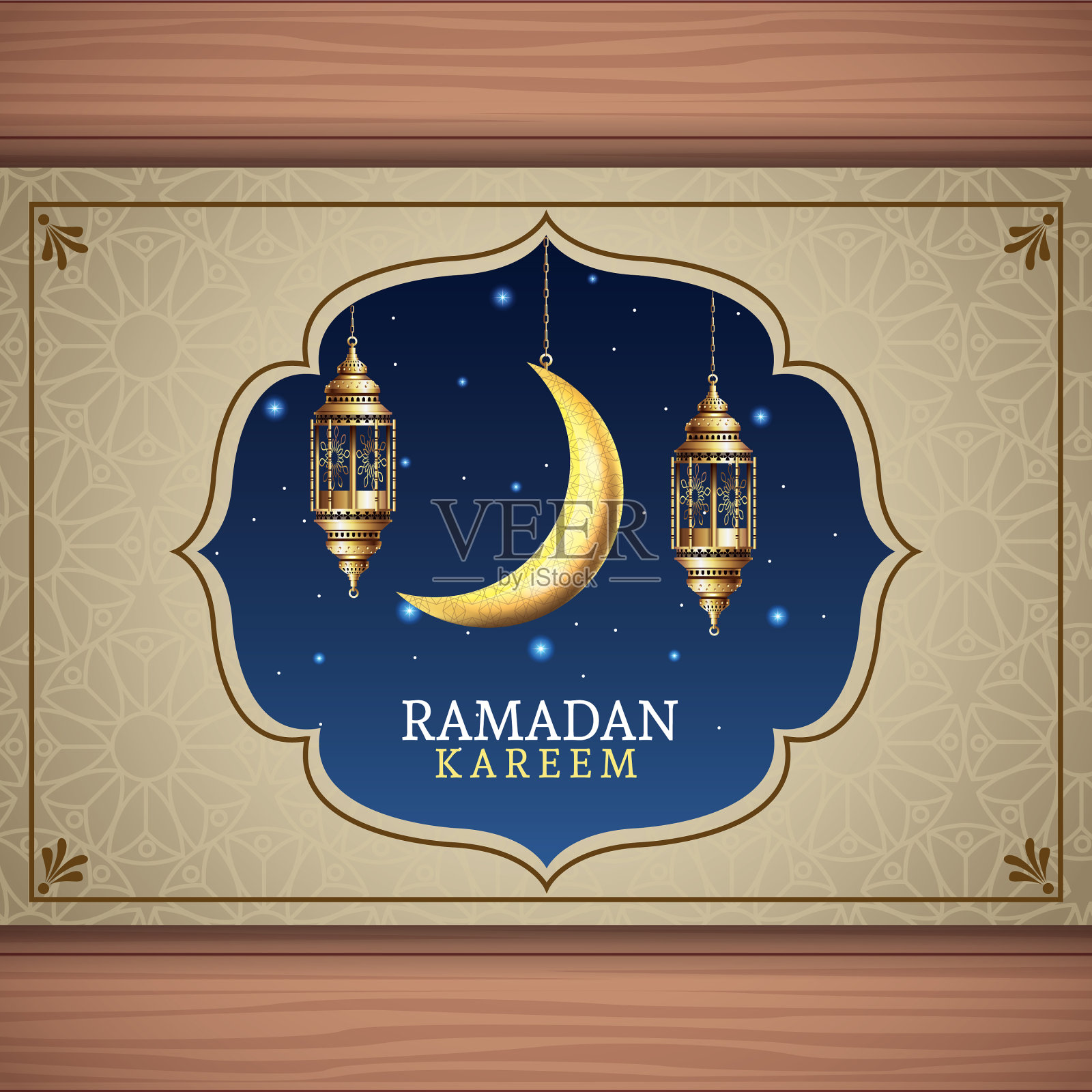 斋月卡里姆庆祝挂灯笼插画图片素材