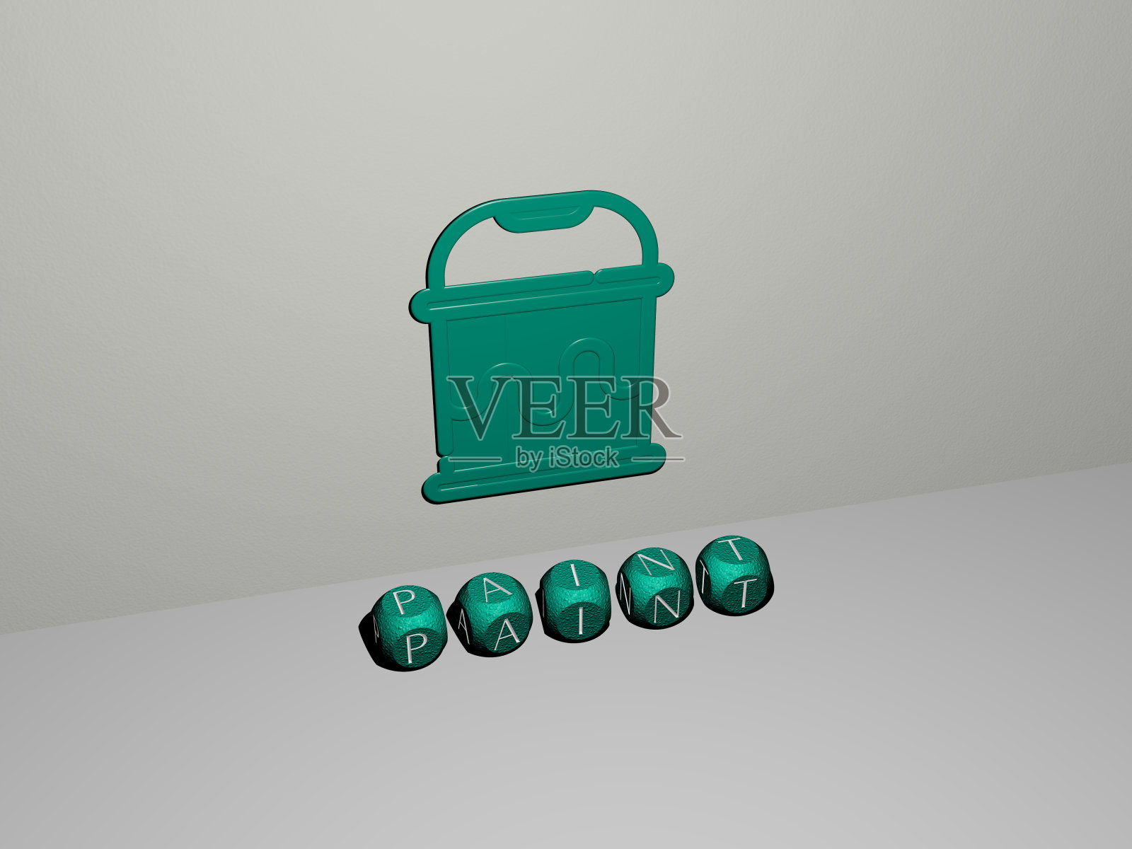 垂直绘制的3D图形图像，以及由金属立方体字母从顶部视角构建的文本，非常适合概念演示和幻灯片。背景和抽象照片摄影图片