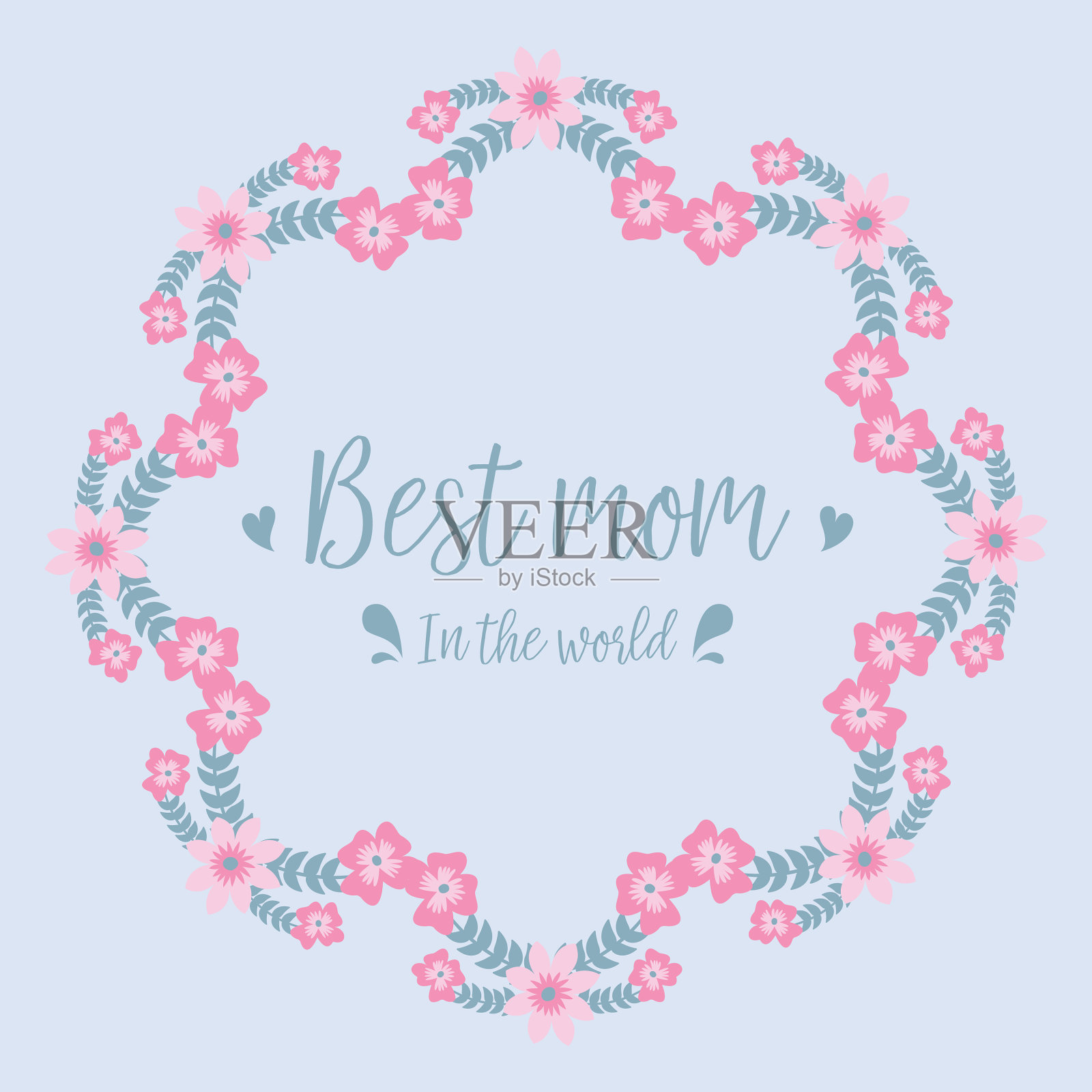 花框架设计最好的妈妈在世界上插画图片素材