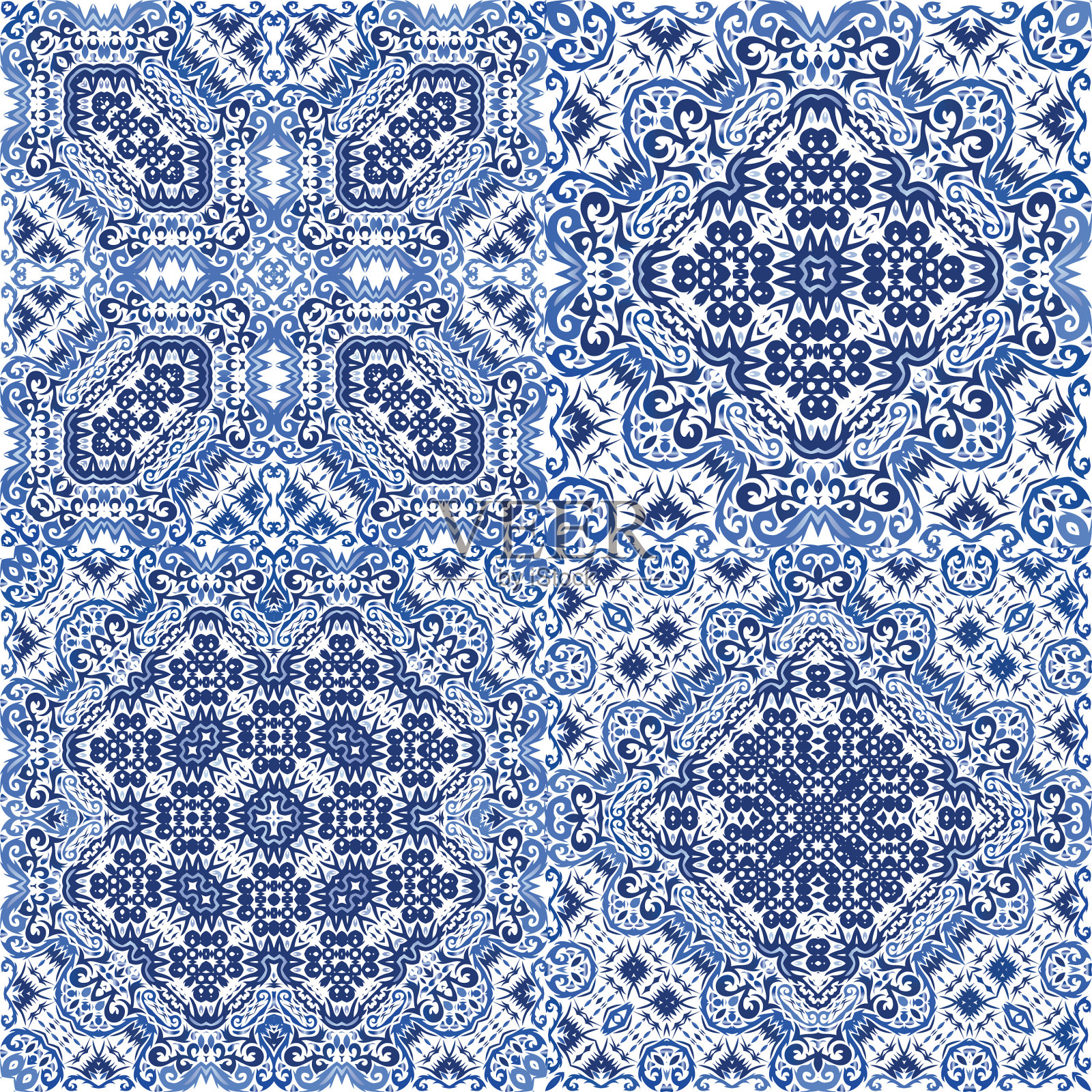 彩色瓷砖中的民族色彩插画图片素材