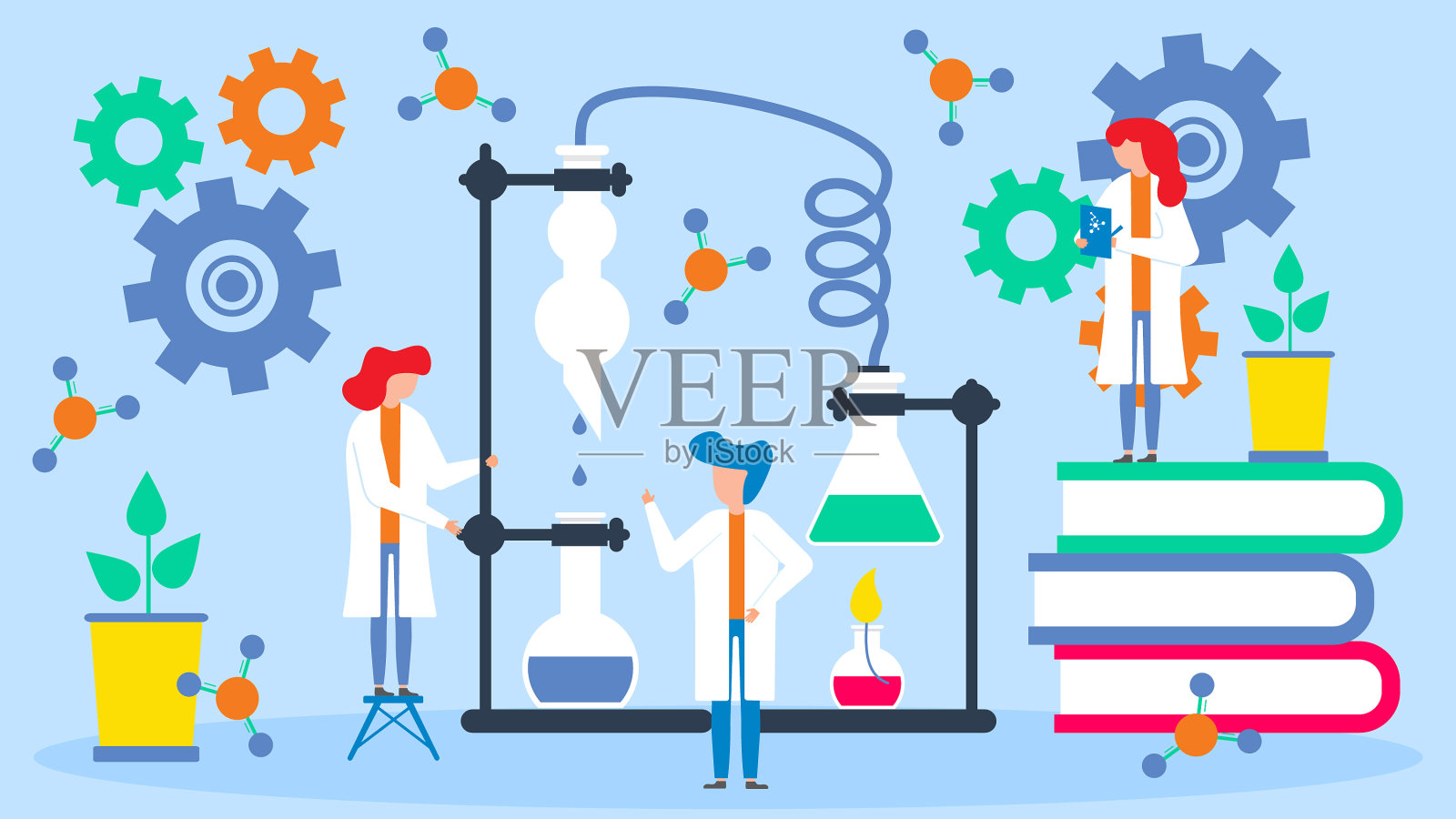 科学家在实验室分析数据插画图片素材