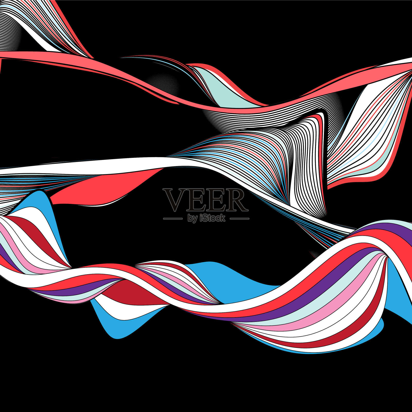 美丽的背景设计与不同的波浪插画图片素材