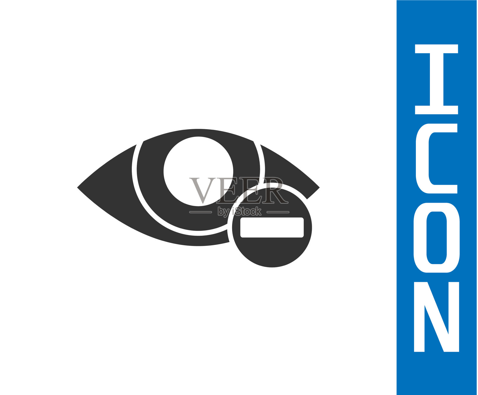 灰色红色眼睛效果图标孤立在白色插画图片素材