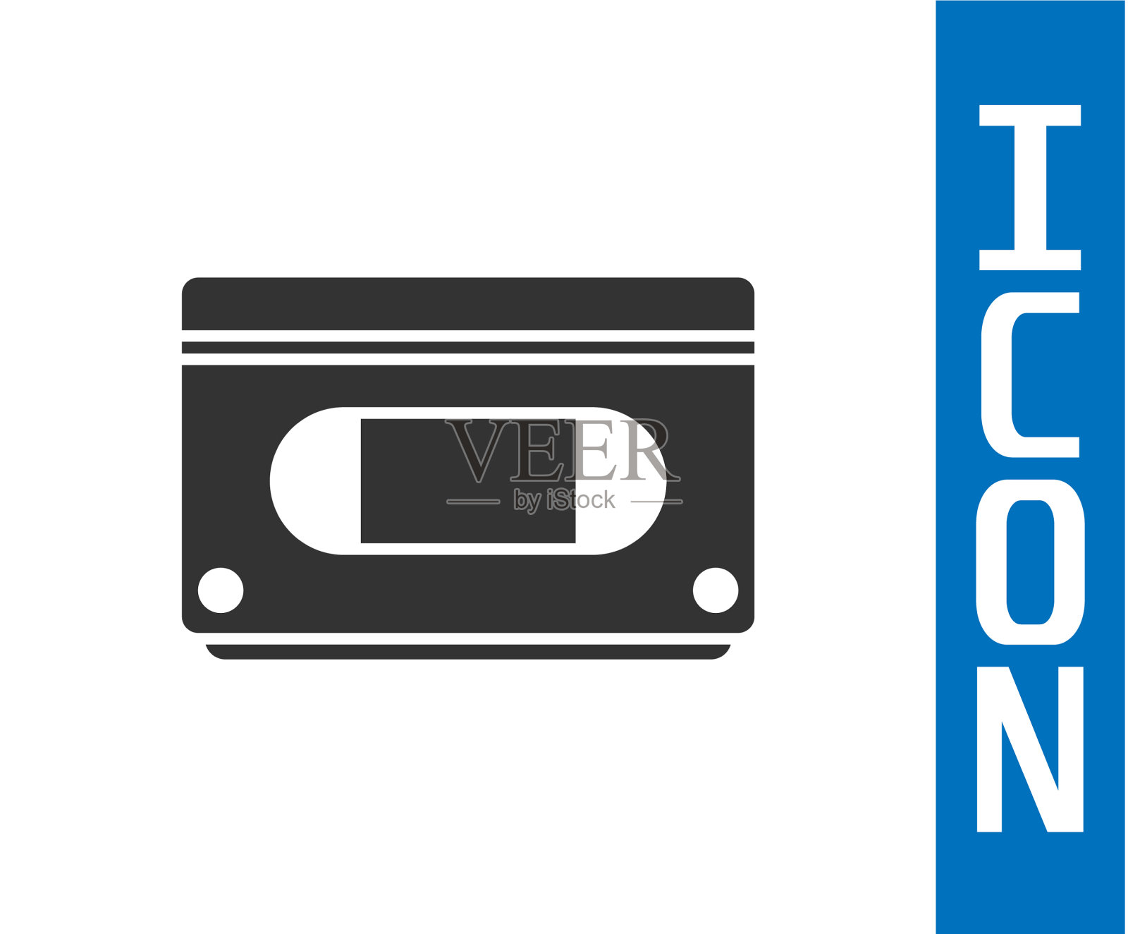 灰色VHS录像带磁带图标隔离图标素材