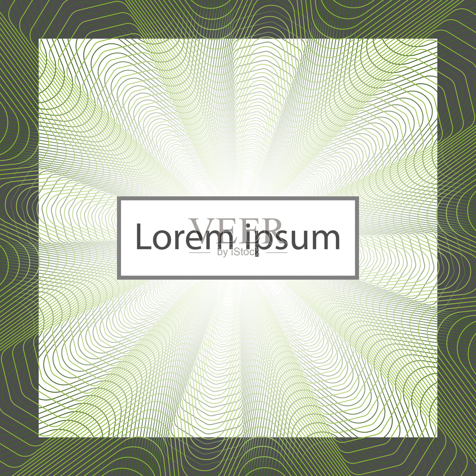 方形矢量封面设计与抽象的quilloche线。绿色抽象方形背景插画图片素材