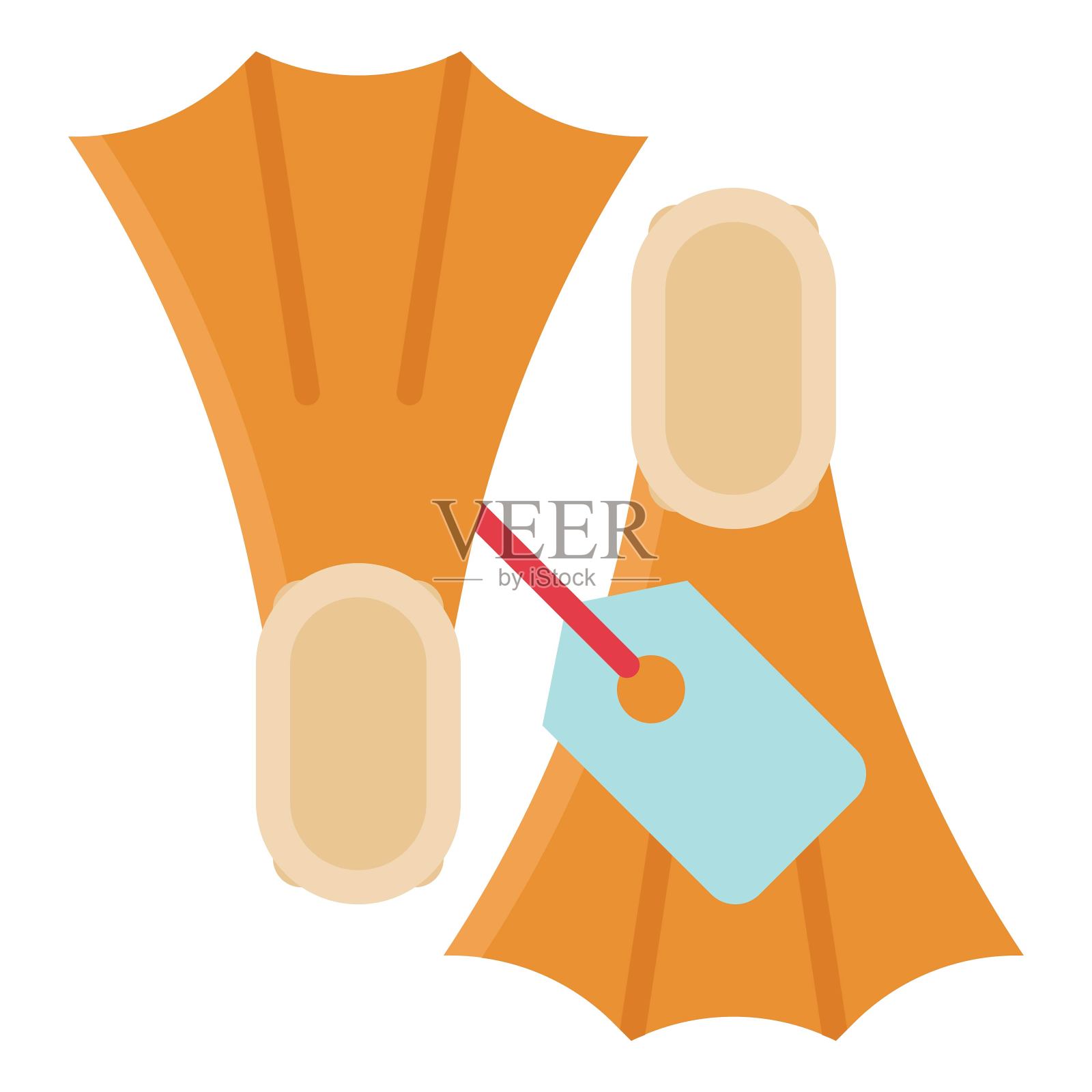 游泳鳍图标，夏季销售相关向量设计元素图片