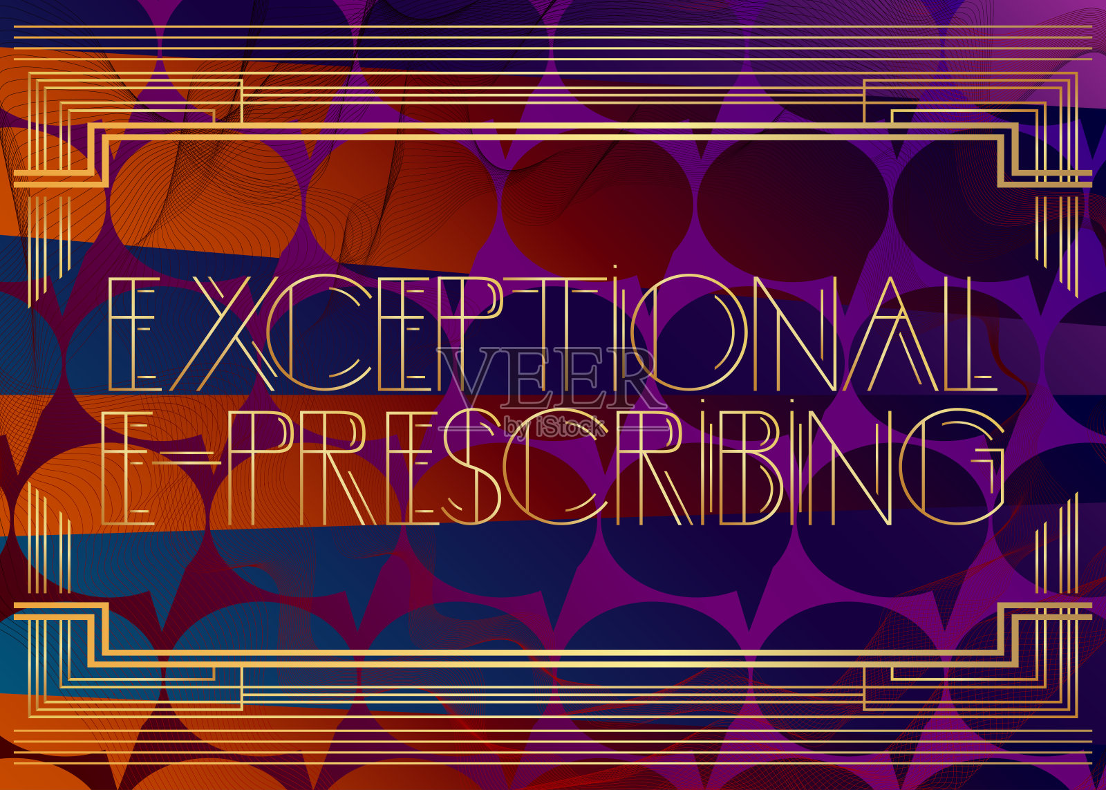装饰艺术复古例外e处方文本。插画图片素材