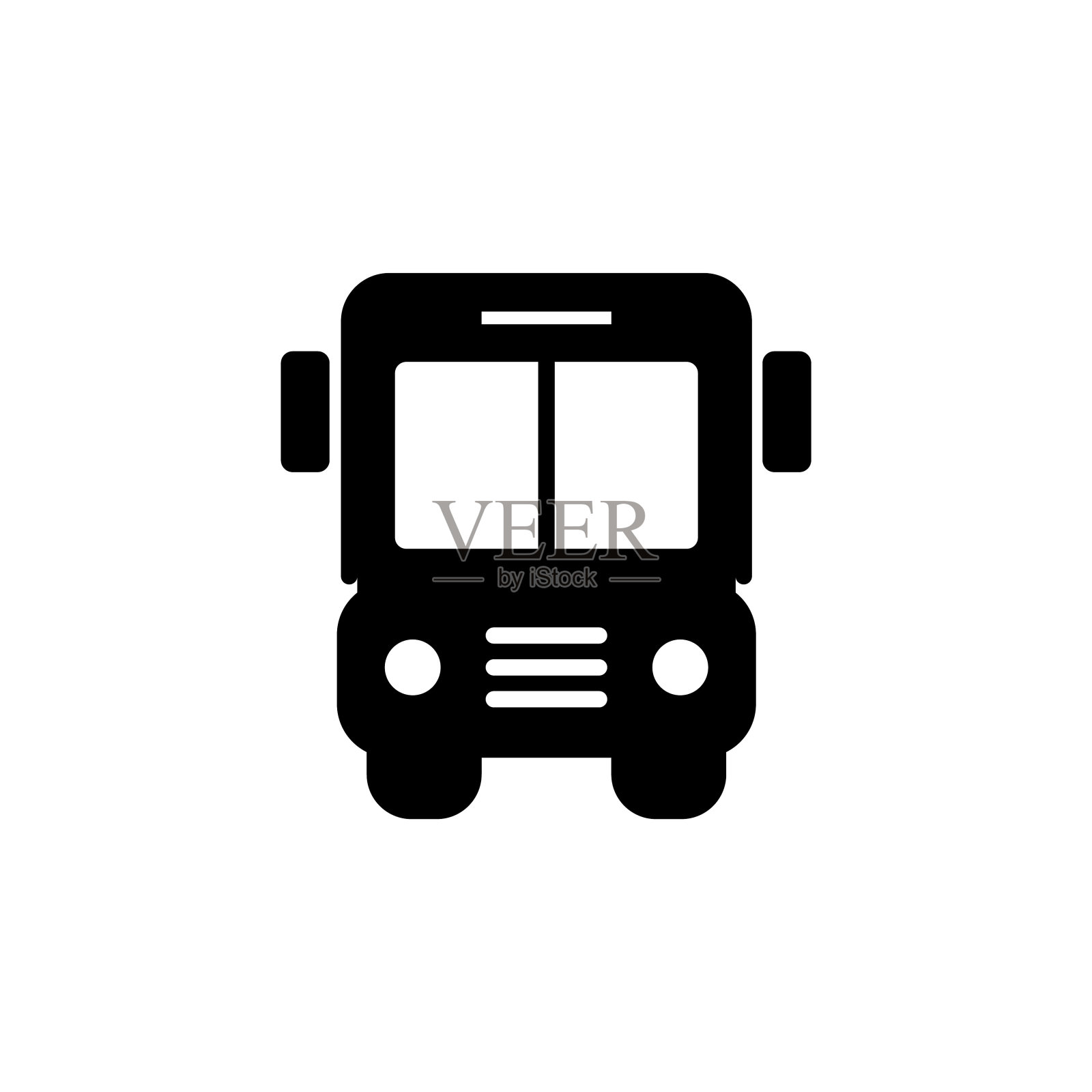 公共汽车图标。简单的标志,标志。总线信号。交通形象。公共导航符号的信息图形，网站和印刷媒体。风格的形象。可编辑的中风。向量图标素材