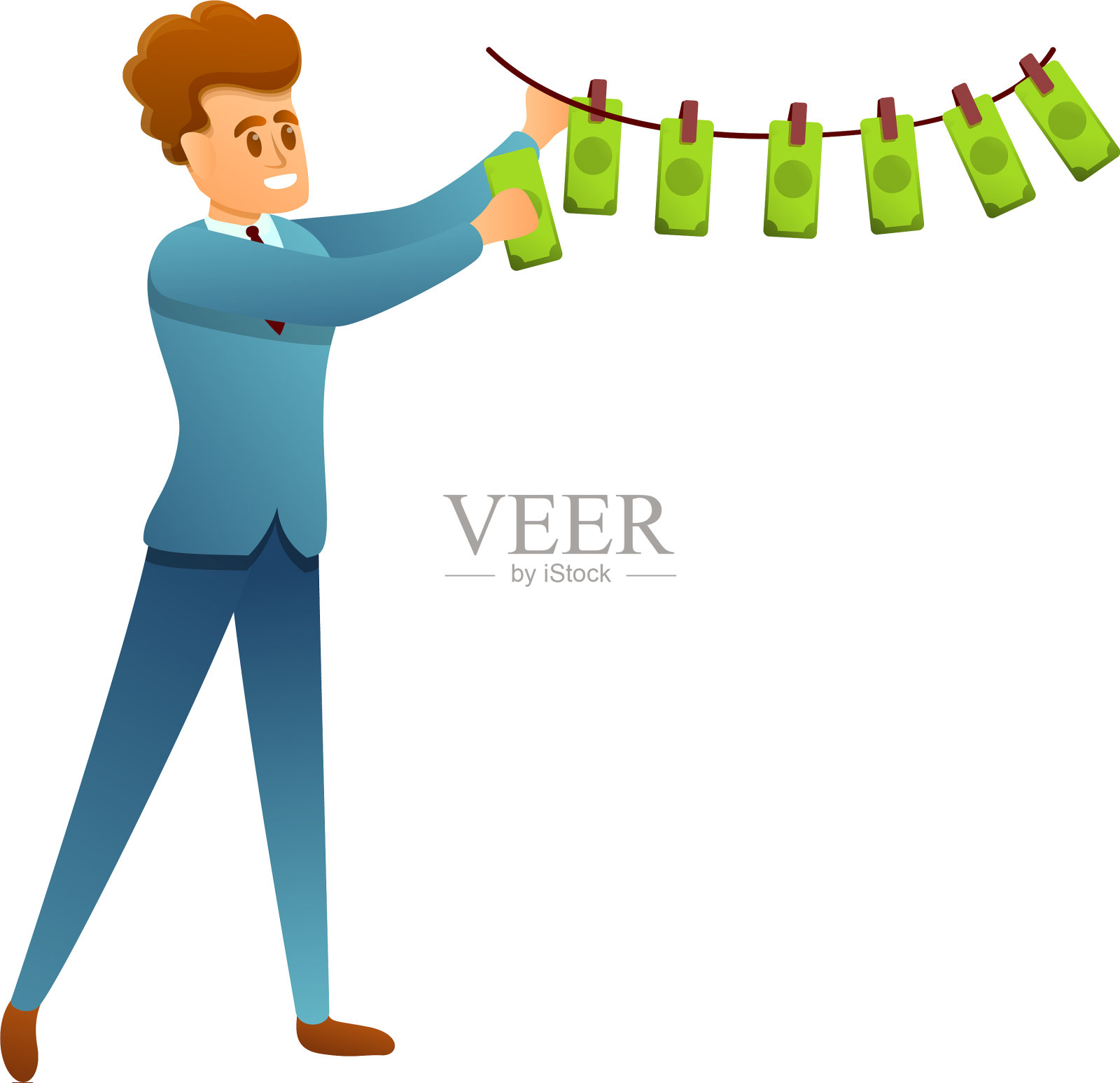 钱在脐带图标卡通风格设计元素图片