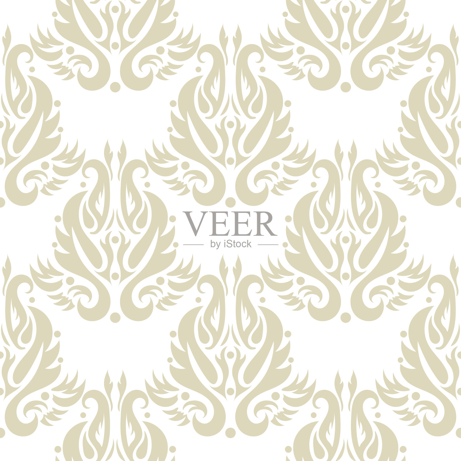 花卉无缝模式。浅橄榄绿色的花在白色的背景插画图片素材