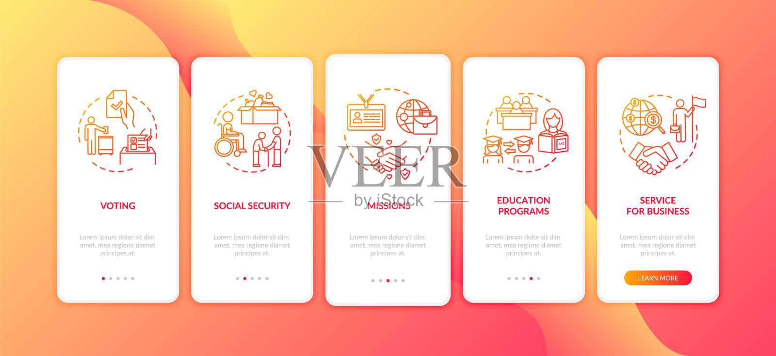 国家组织登陆带有概念的手机应用页面插画图片素材