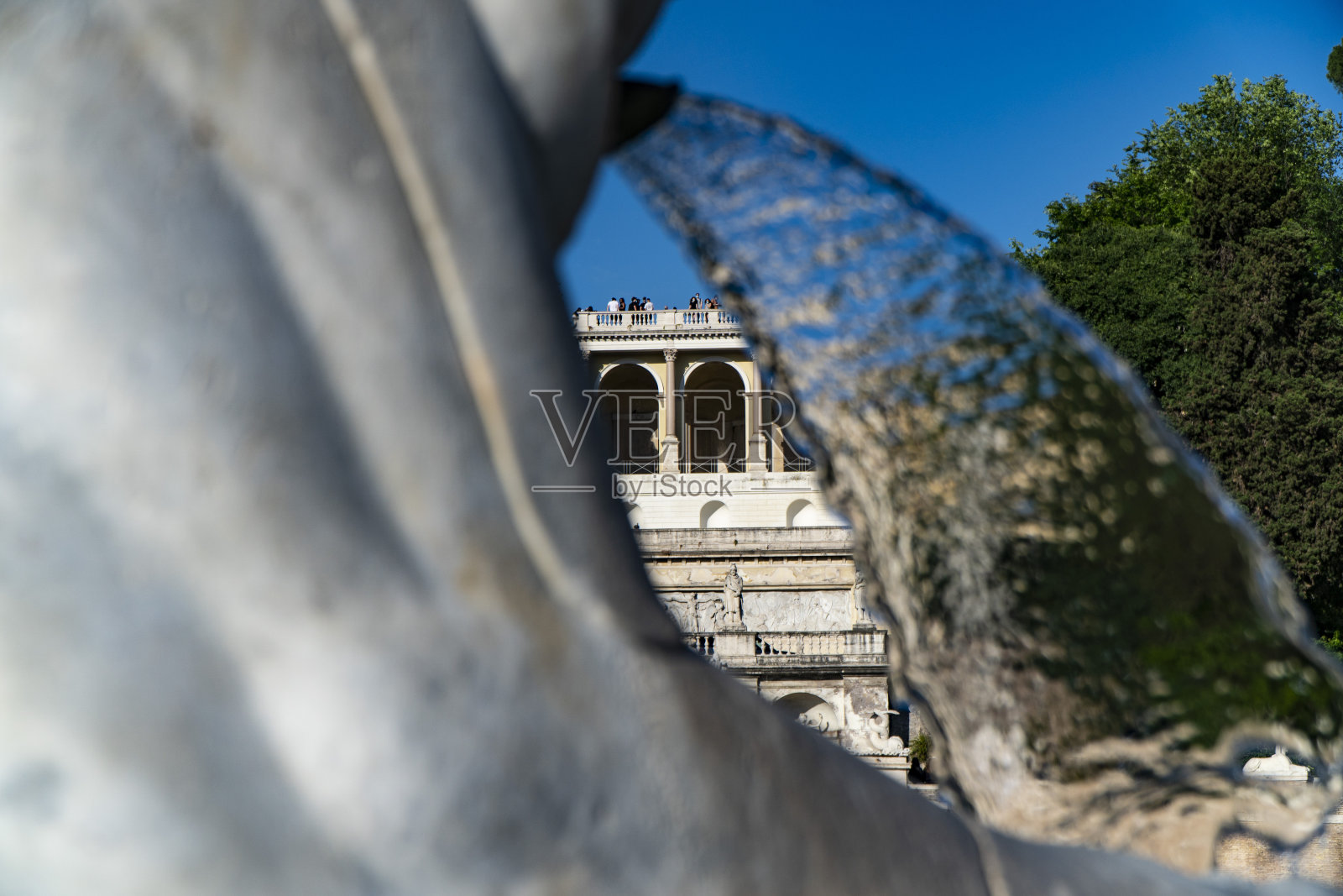 狮子喷泉在教皇广场与意大利平西奥的terrazza del Pincio Rome照片摄影图片
