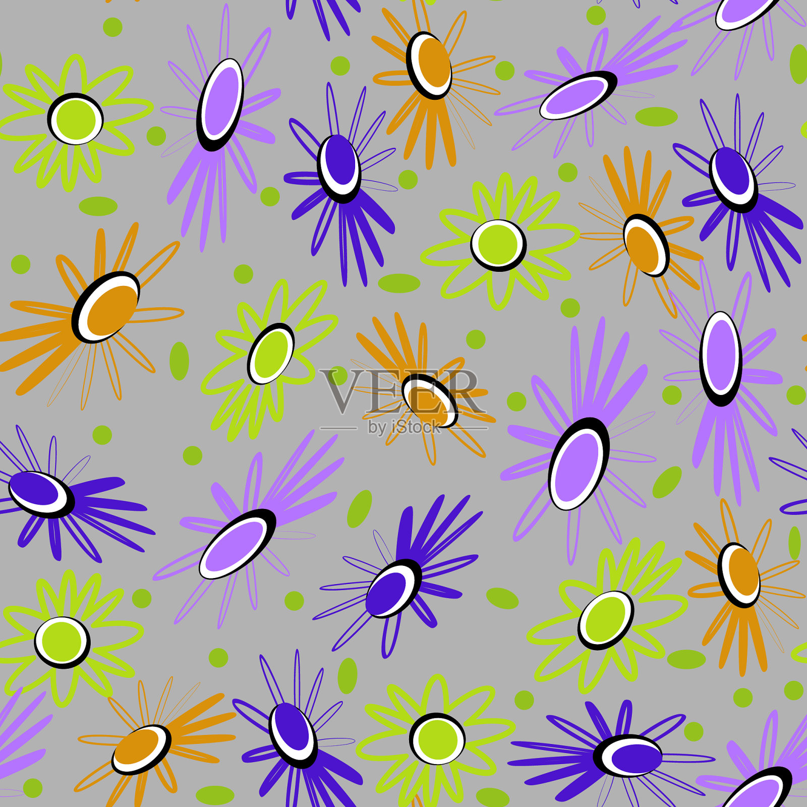 手工绘制的空地雏菊无缝插画图片素材