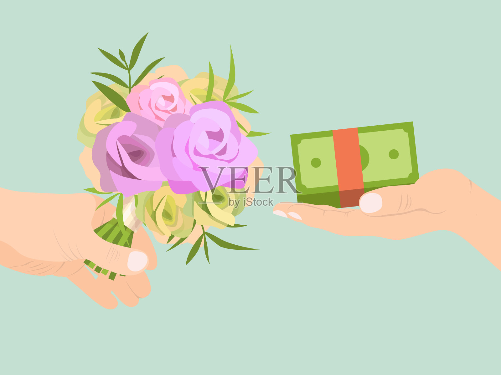 送花的抽象设计理念插画图片素材