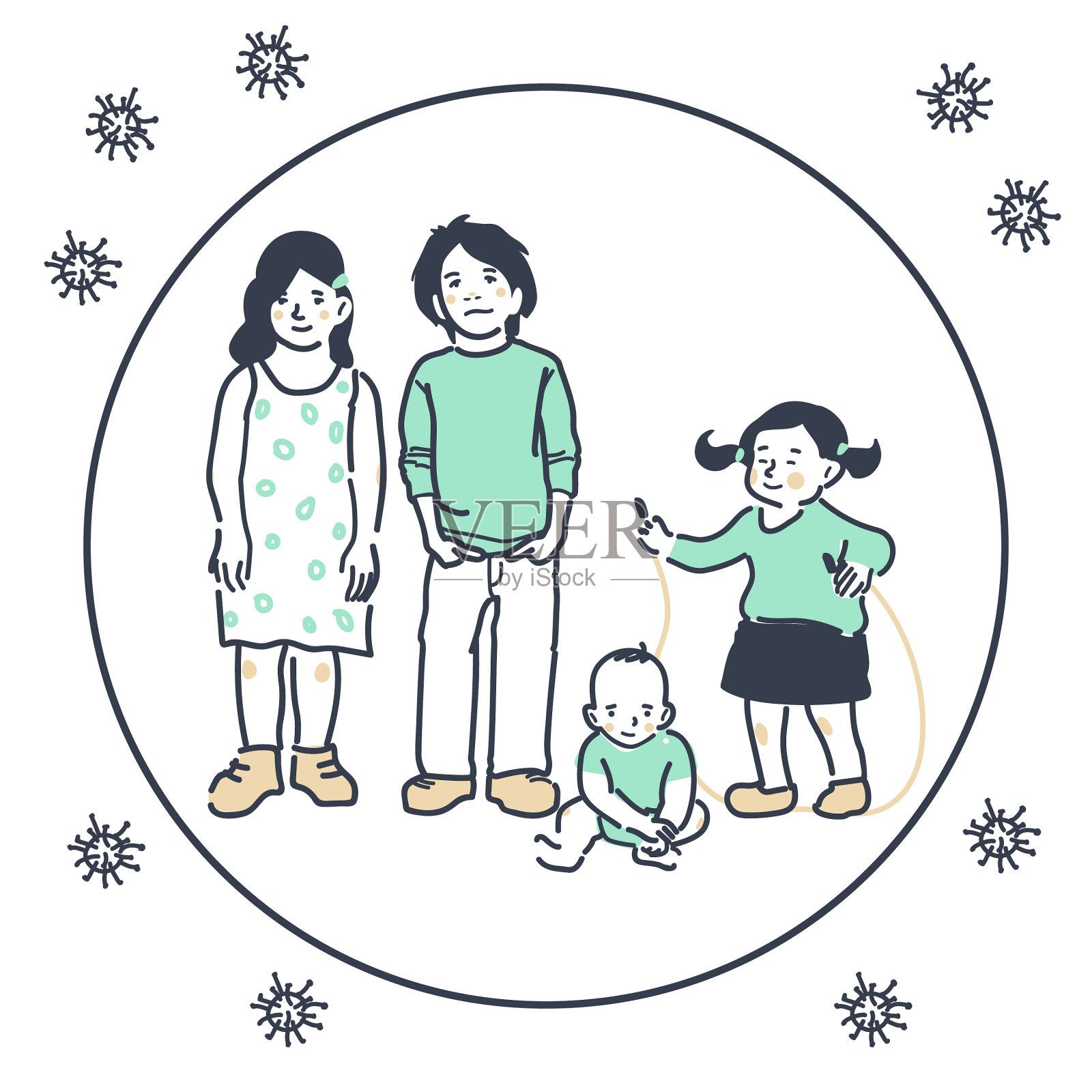 孩子周围有细菌或病毒设计元素图片