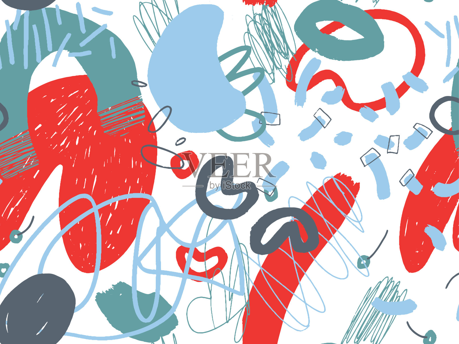 手绘抽象图案与随机安排的点插画图片素材