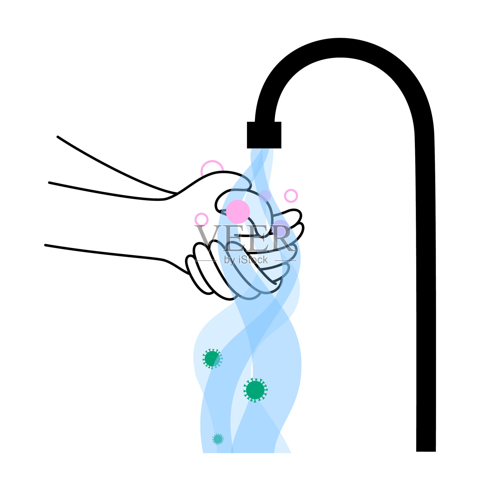 洗手避免感染病毒设计元素图片