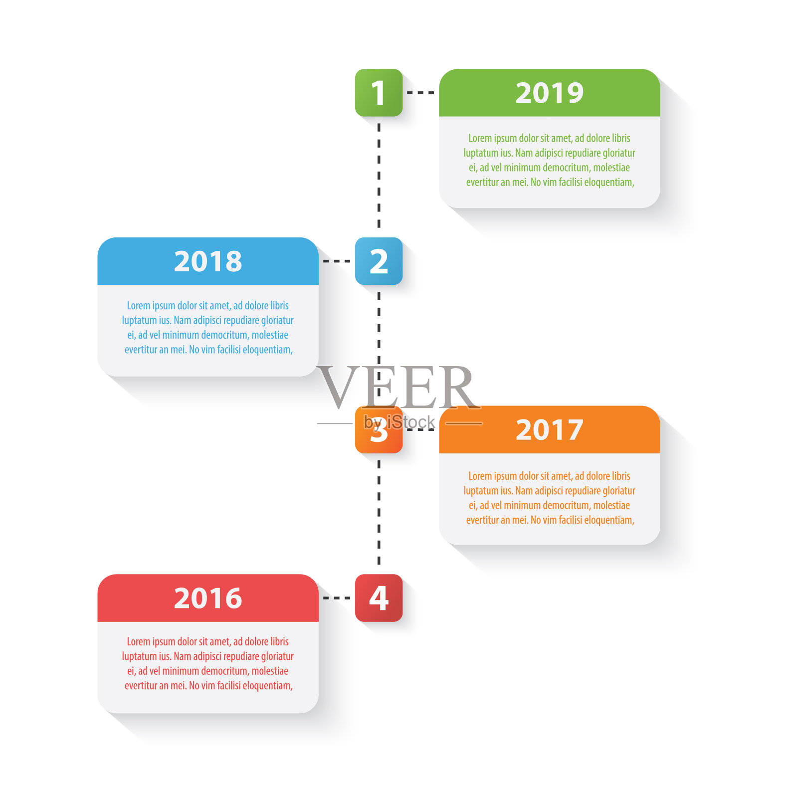 时间线信息图与4个选项设计模板矢量插图设计模板素材