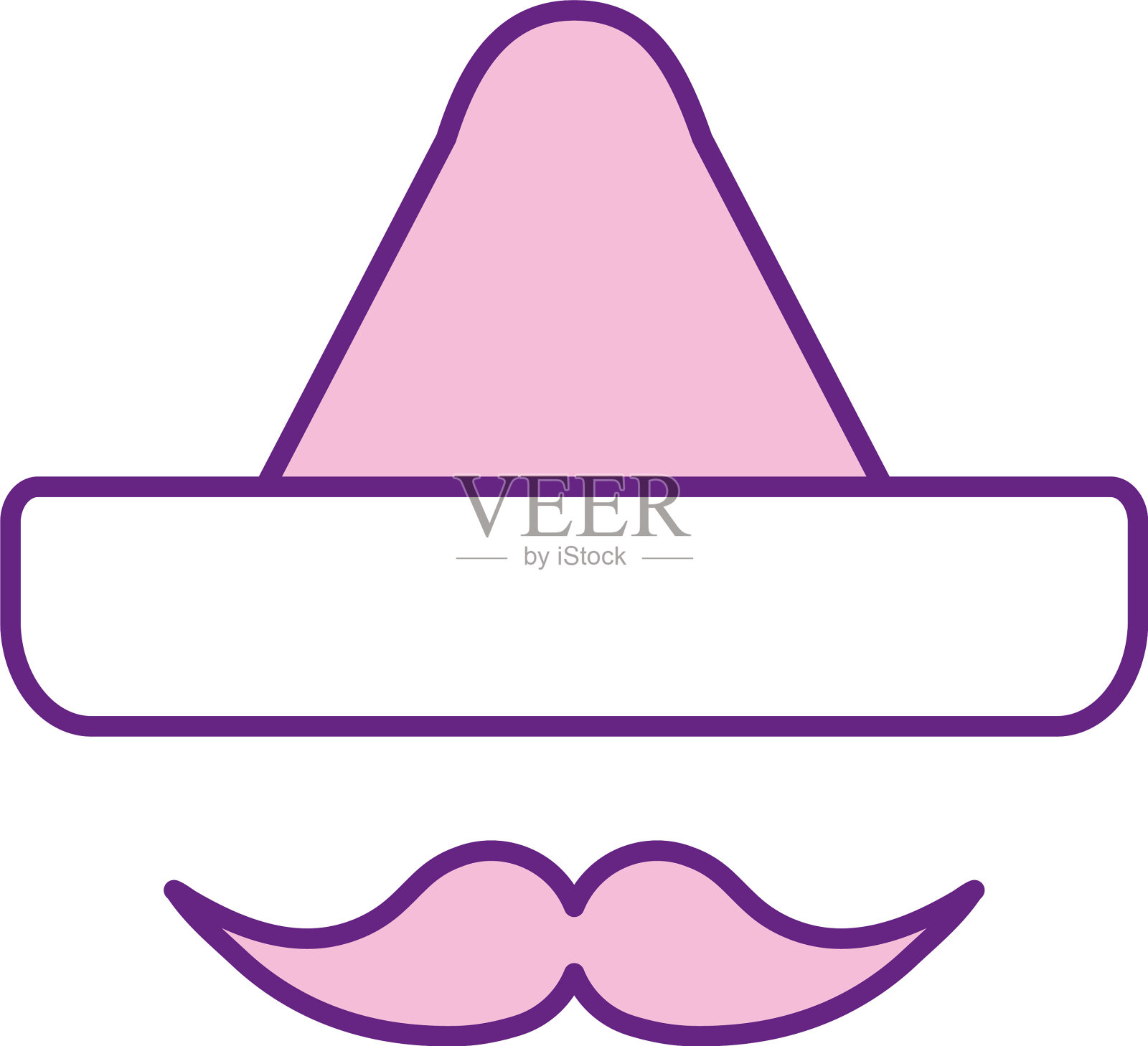 墨西哥帽子和胡子线条风格的图标插画图片素材