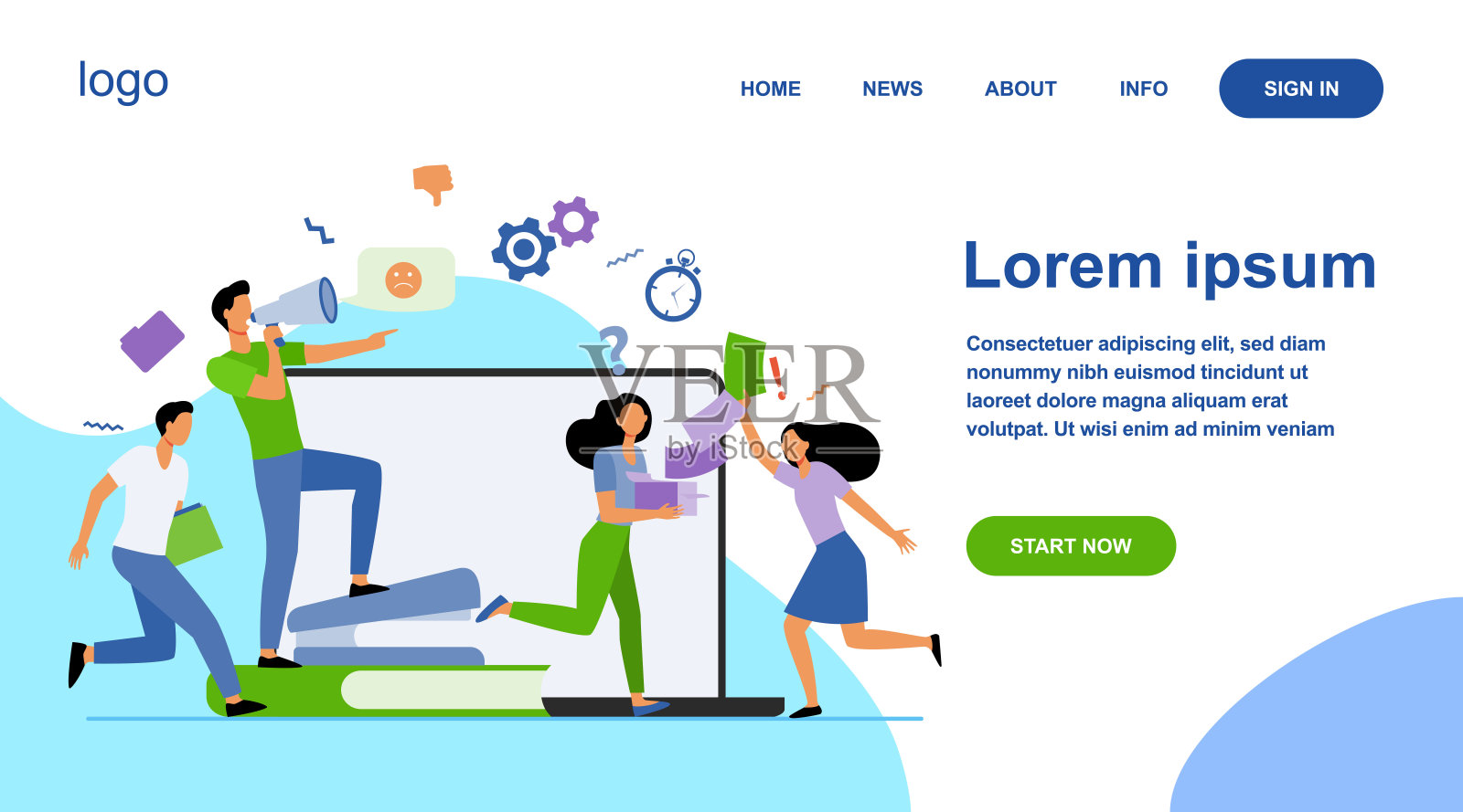 愤怒的老板用扩音器对员工大喊大叫插画图片素材