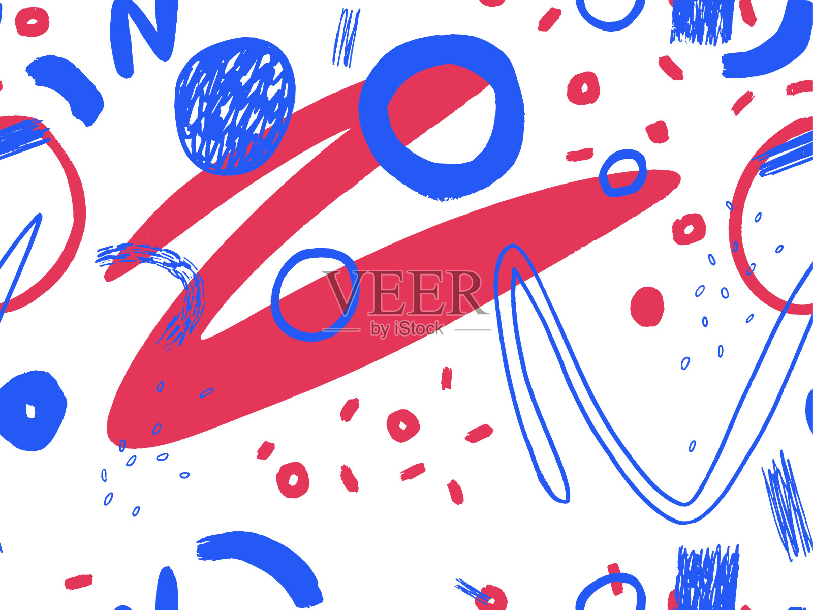 手绘抽象图案与随机安排的点插画图片素材