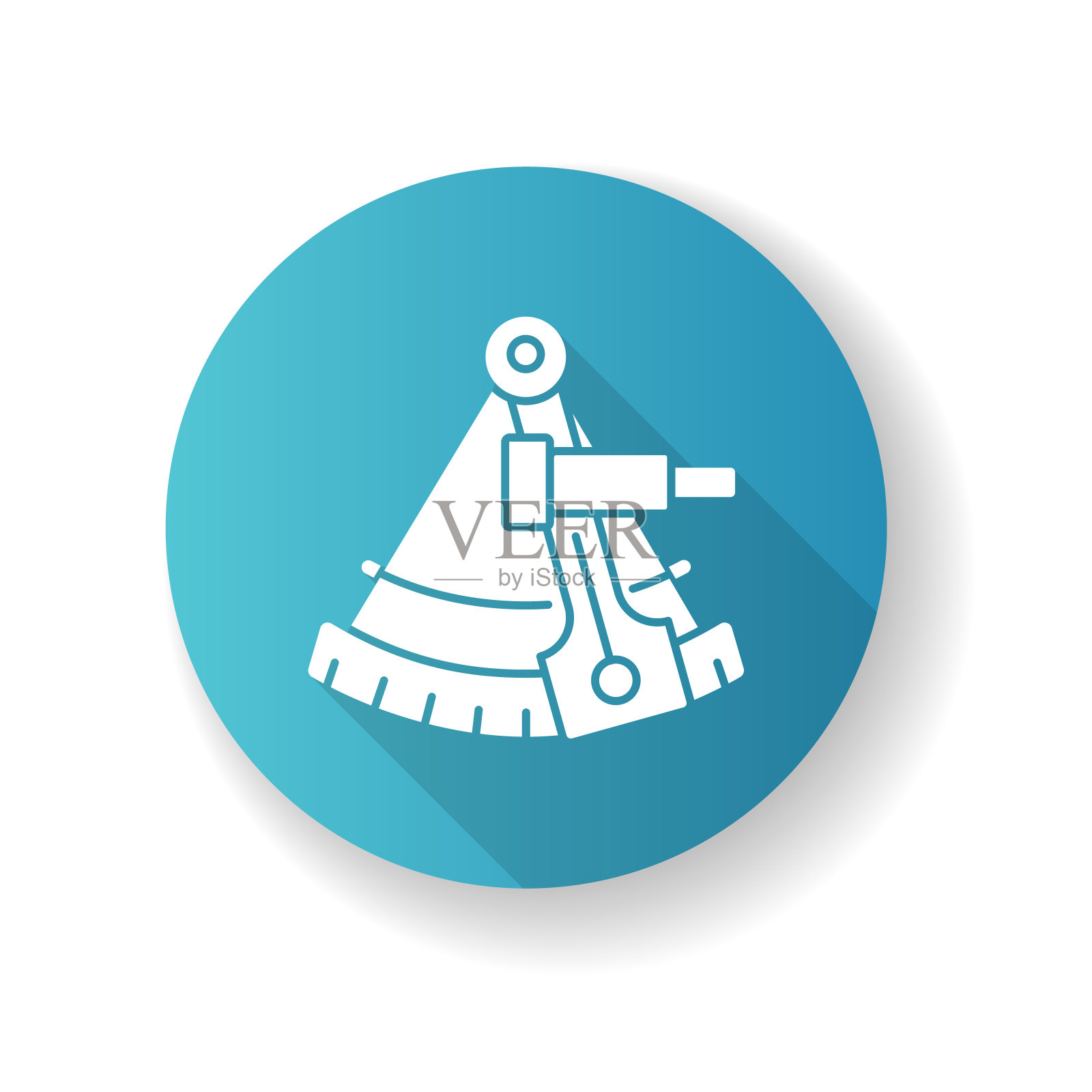 六分仪蓝色平面设计长阴影字形图标插画图片素材