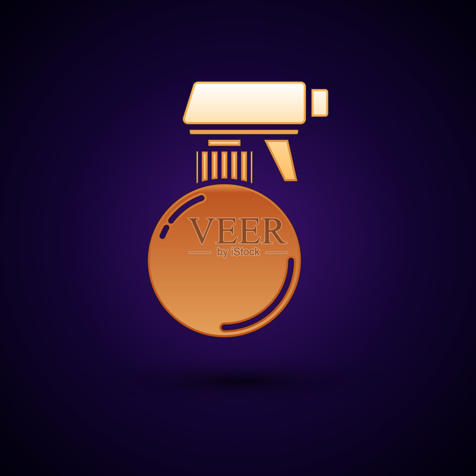 金色发型师手枪喷水瓶插画图片素材