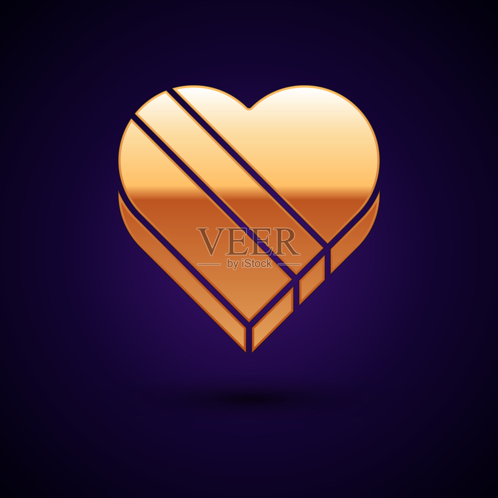 金糖在心形盒子上孤立图标插画图片素材