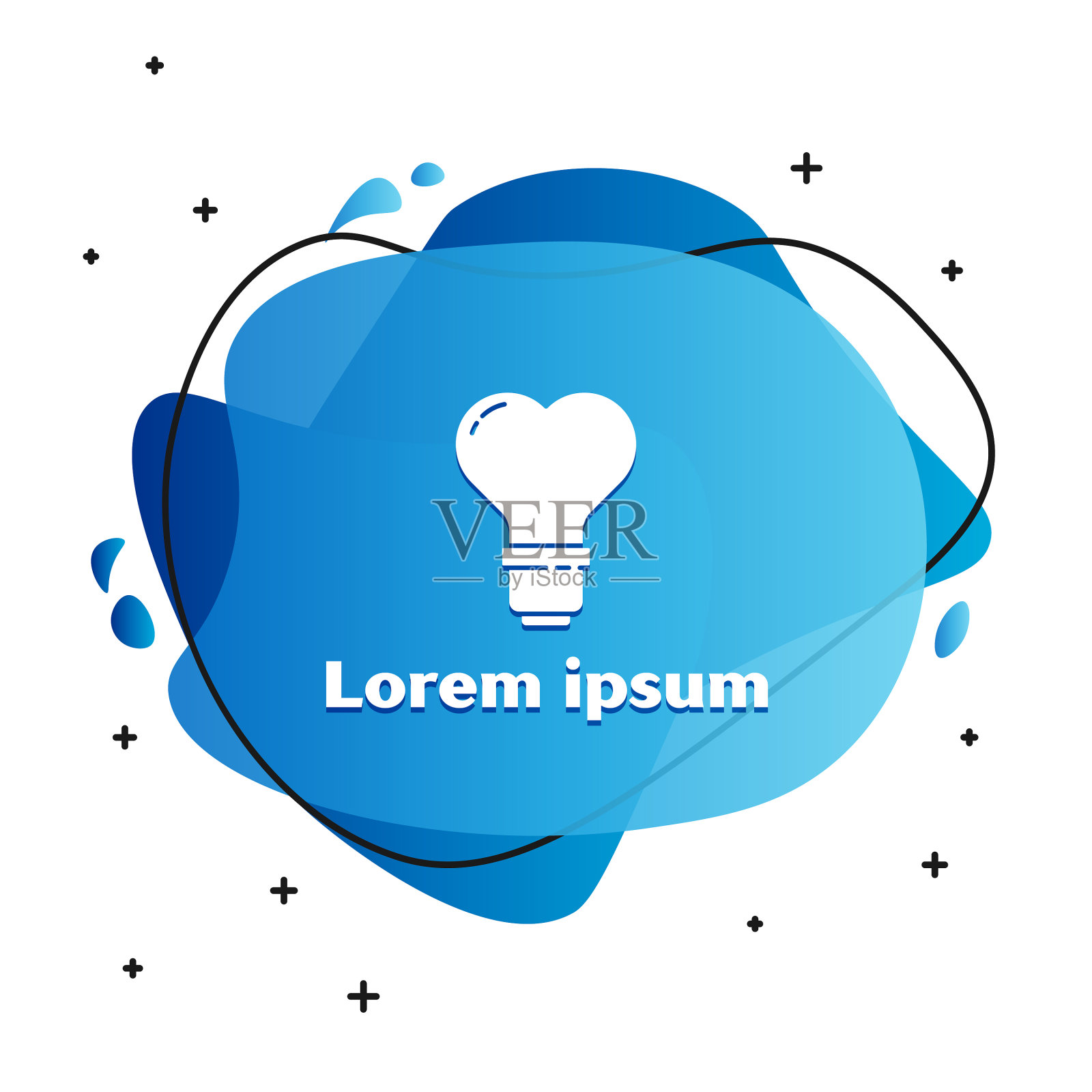 白色心形灯泡图标孤立上插画图片素材