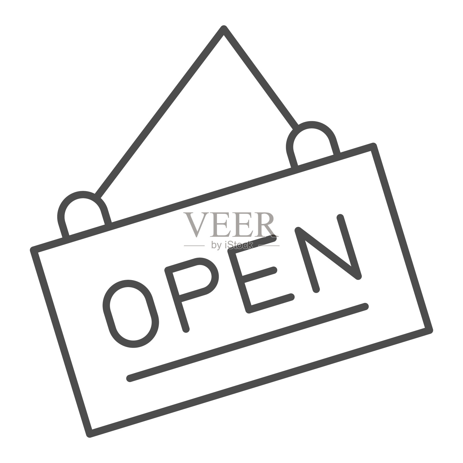 招牌细线图标横幅与文字门插画图片素材