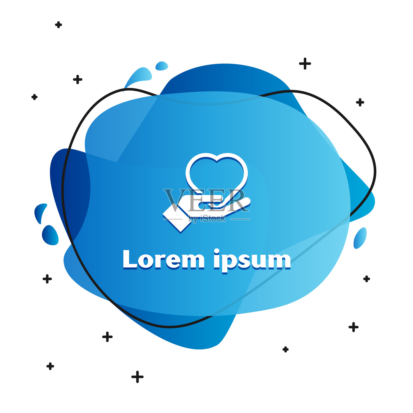 白色的心在手上图标孤立在白色插画图片素材