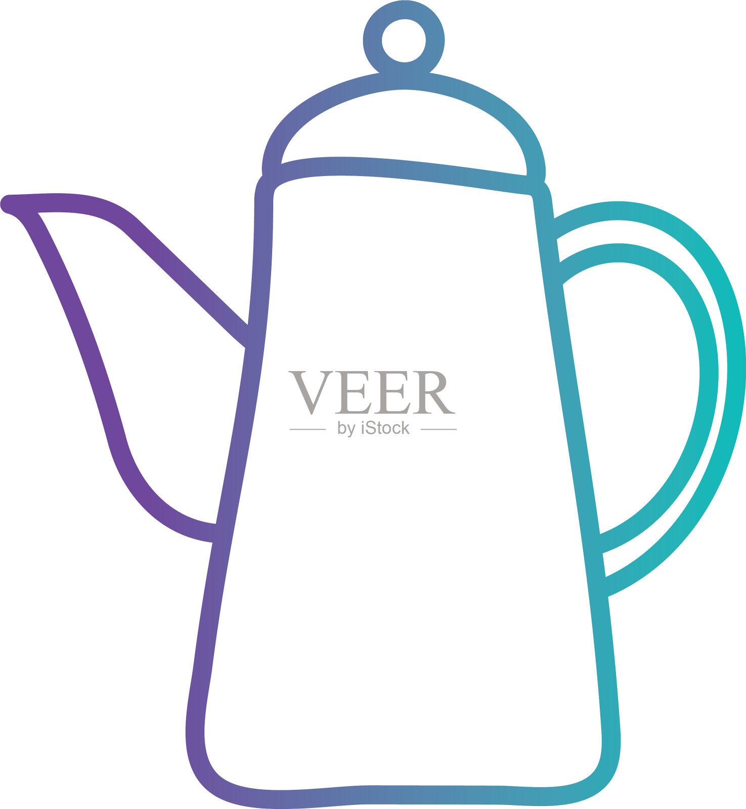 茶或咖啡壶梯度风格图标插画图片素材