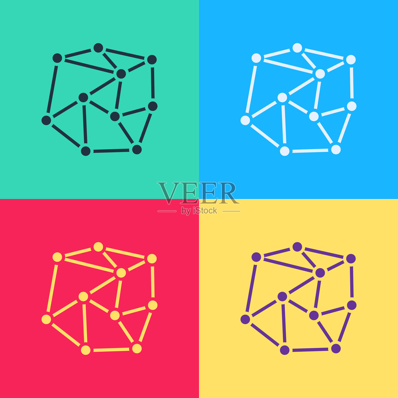 波普艺术神经网络图标隔离颜色插画图片素材
