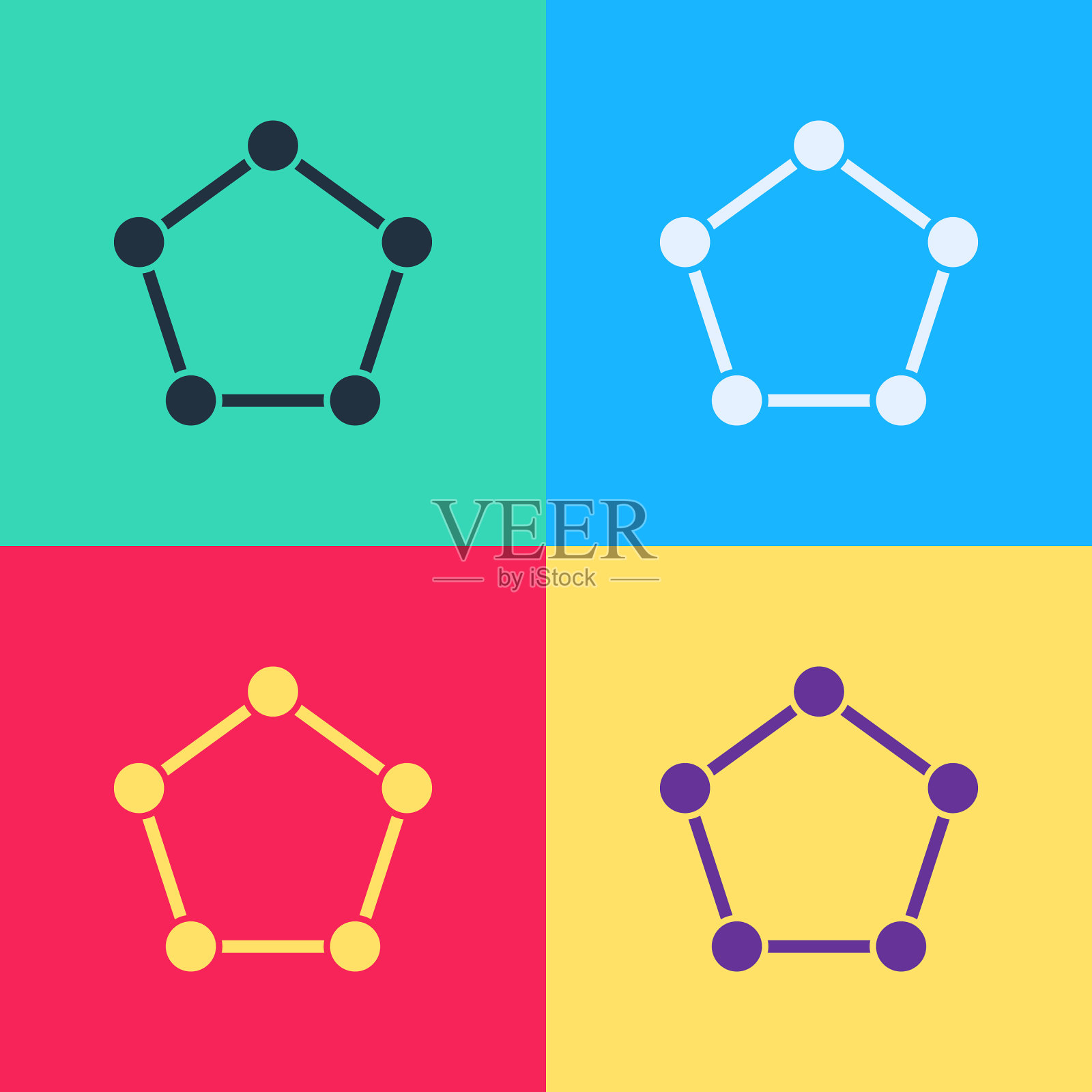 波普艺术几何图形五角柱图标图标素材