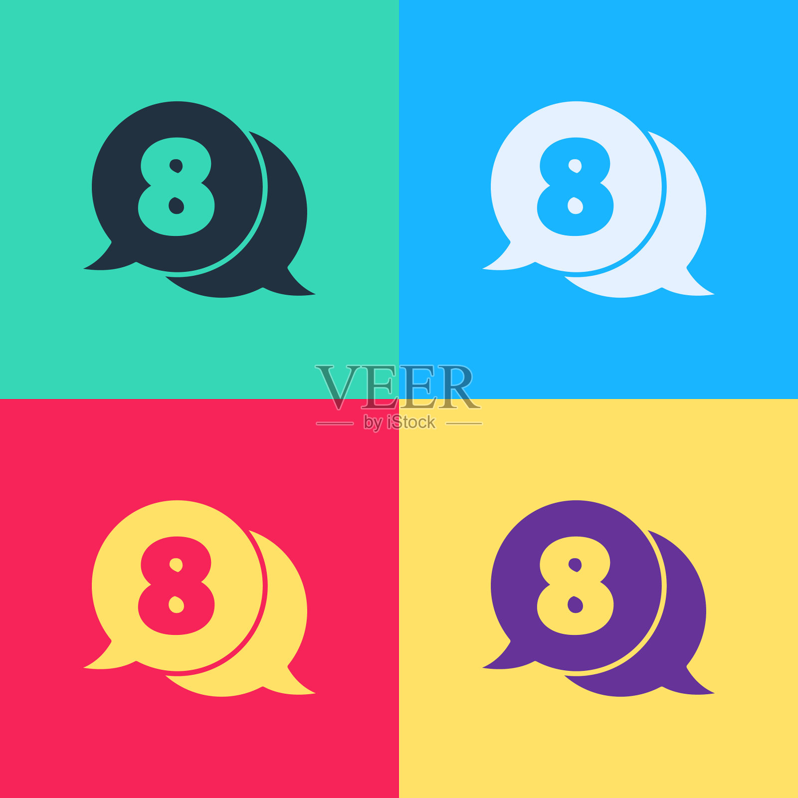 波普艺术3月8日在语音气泡图标孤立上图标素材