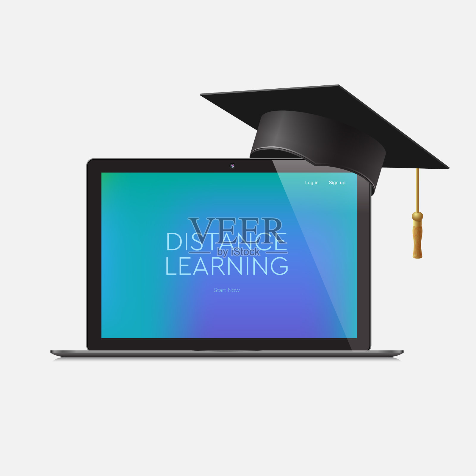 远程学习在线教育工作地点在插画图片素材