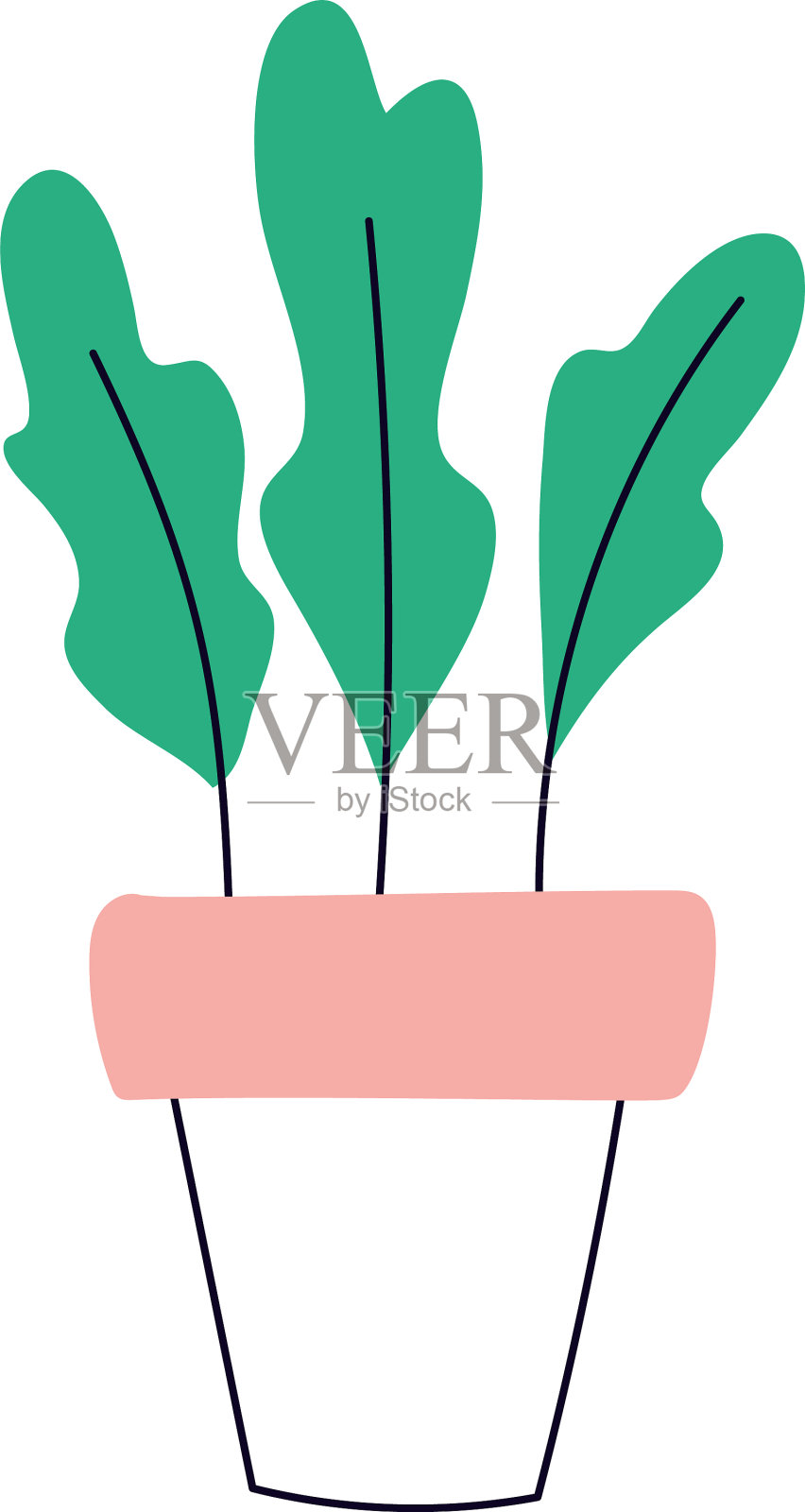 盆栽内隔离植物设计插画图片素材