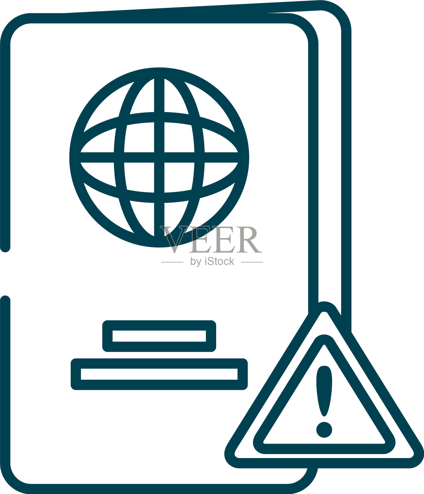 护照和警告标志图标线条风格图标素材