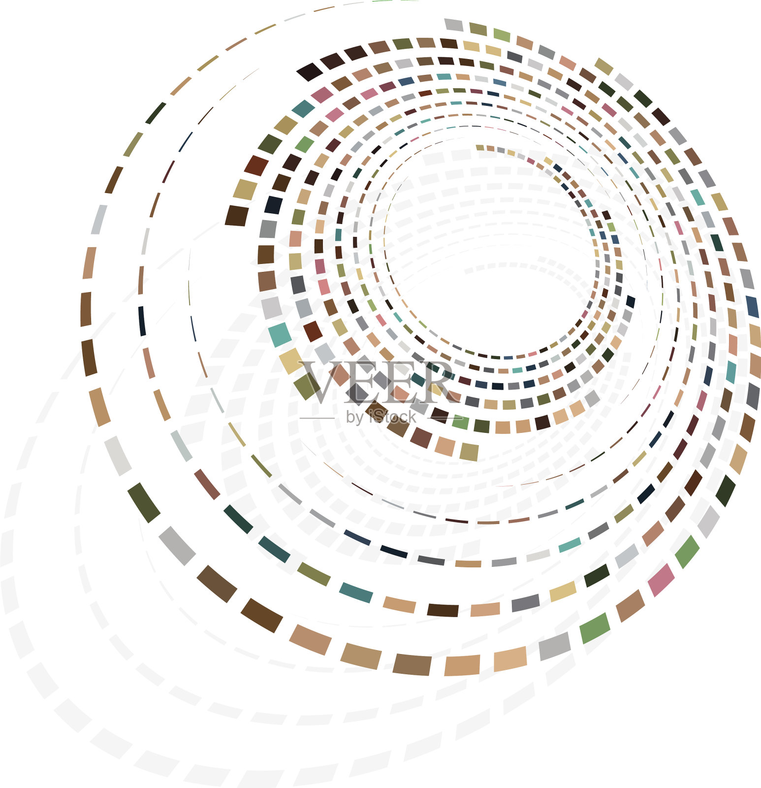 单色环旋转循环同心圆环插画图片素材